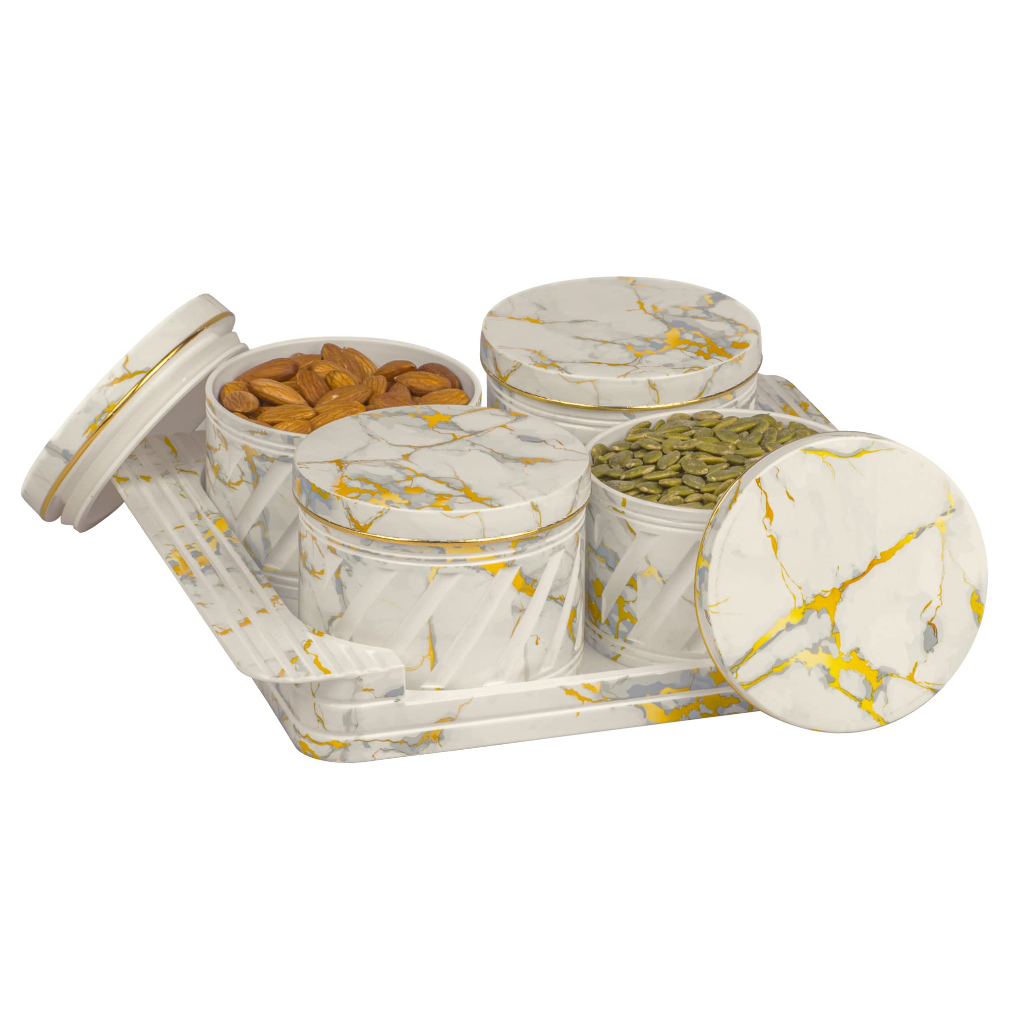 SELVEL Giving shape to life! Unbreakable & Air tight Dry Fruit Container Tray Set with Lid & Serving Tray, Airtight Container Se