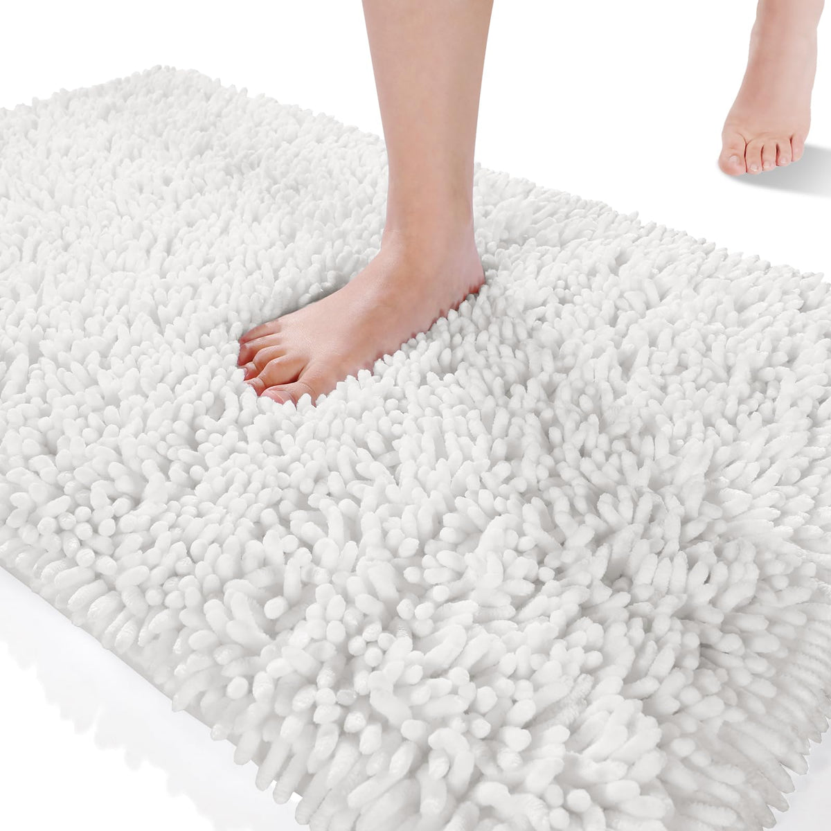 Yimobra Long Chenille Bathroom Rug Mat 44.1 X 24, Soft Comfortable Non-Slip Large Size Bath Mat, Super Absorbent, Machine Washab