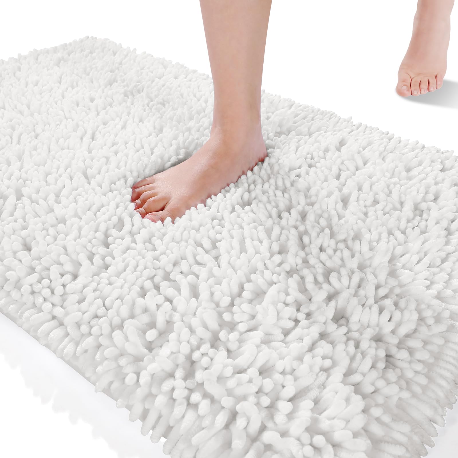 Yimobra Luxury Chenille Bath Rug, Extra Soft And Absorbent Shaggy Bathroom Mat, Machine Washable, Non-Slip Plush Rugs Carpet For