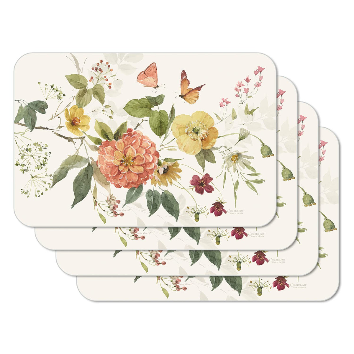 Counterart Blessed By Nature 4 Pack Reversible Easy Care Flexible Plastic Placemats Made In The Usa Bpa Free Pvc Free Easily Wip
