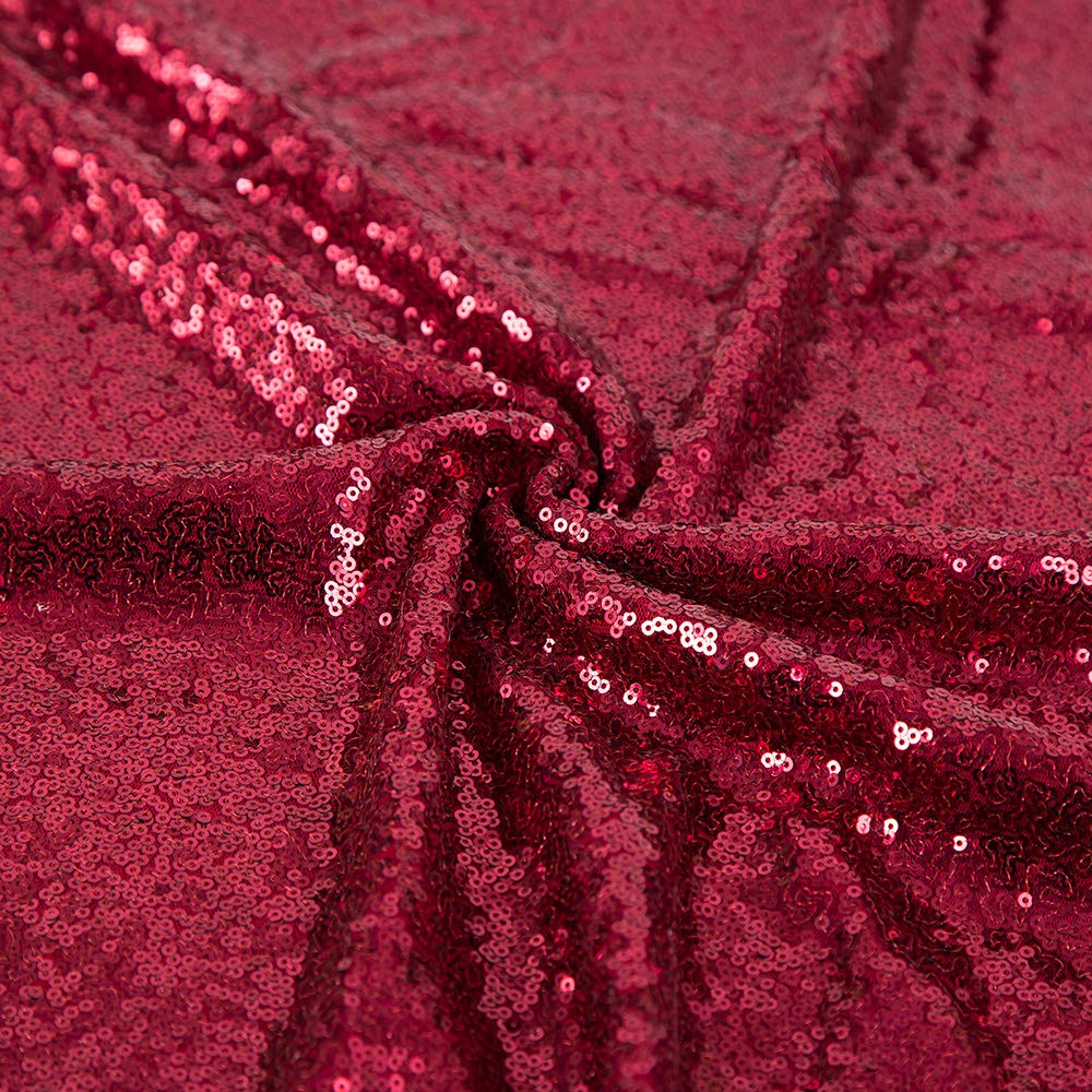 Jyflzq Burgundy Sequin Tablecloth 50 X 50 Square Sparkly Drape Table Cloths Table Cover Overlay For Wedding Birthday Party Baby