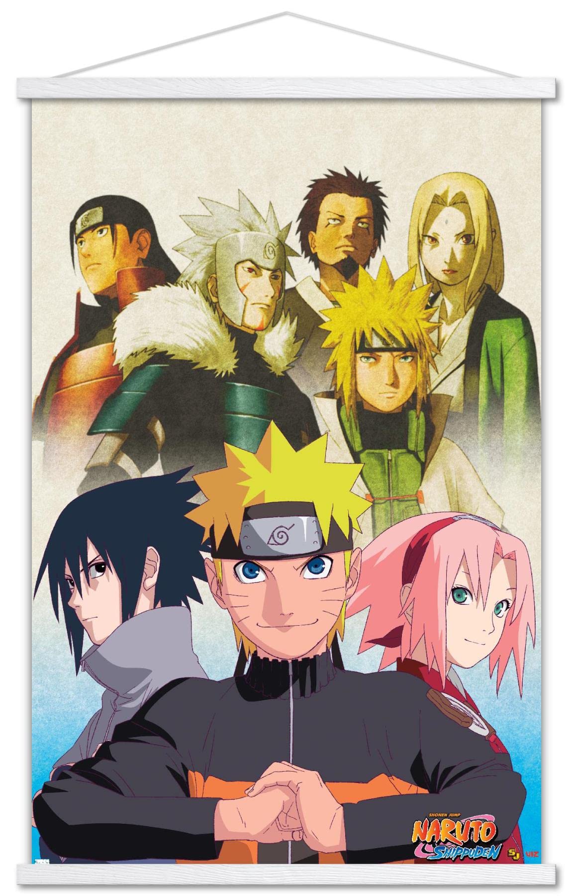 Trends International Naruto Shippuden - Key Art Wall Poster, 22.375'' X 34'', Premium Print And White Hanger Bundle