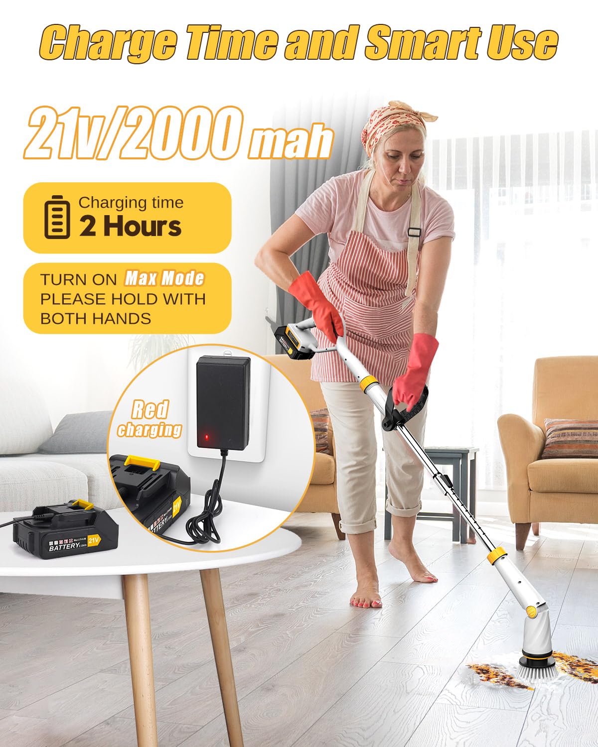 Qimedo Electric Spin Scrubber With Two Batteries Q2 Pro,1500 Rpm High Power Electric Scrubber For Cleaning,Shower Cordless Clean