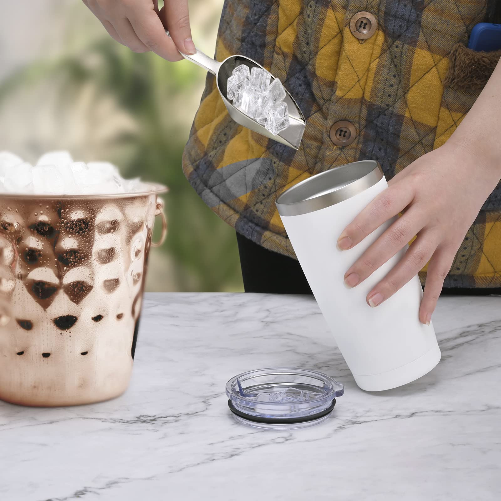 Futtumy Stainless Steel Travel Tumbler, 20 Oz Tumbler With 2 Lids And Straws, Insulated Coffee Tumbler, Double Wall Travel Tumbl