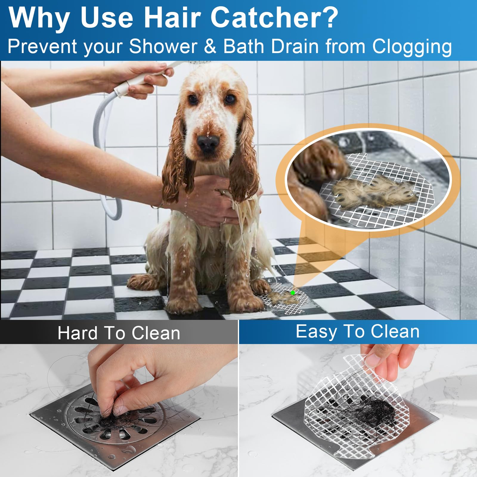 Invihug 25 Pack, Disposable Shower Drain Hair Catcher Mesh Stickers, Drain Hair Catchers For Shower