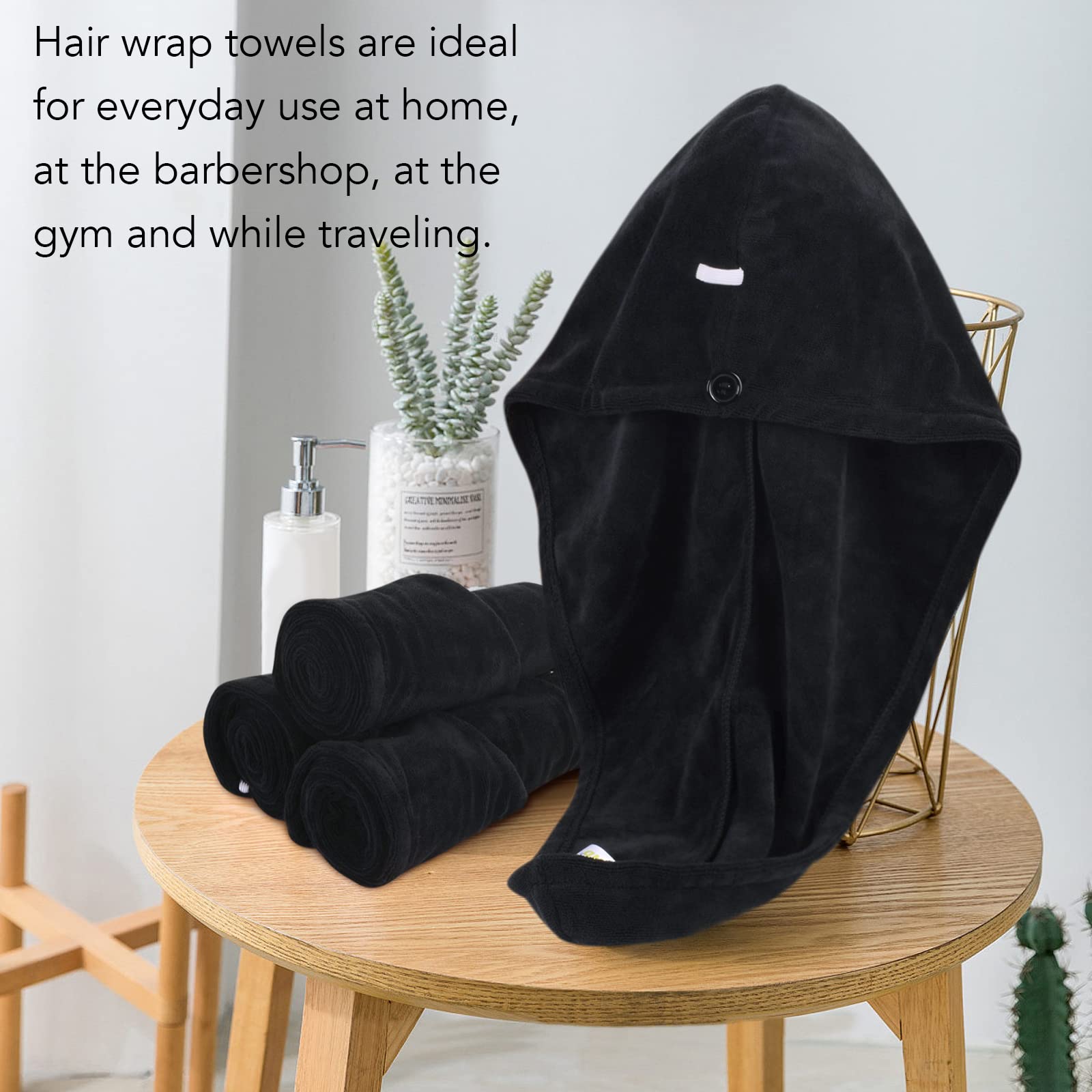 SINLAND Microfiber Hair Drying Cap Hair Towel Turban Twist for Women Fast Drying Towels Head Turban Absorbent Soft Lightweight 3