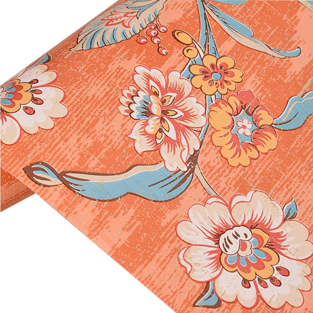 Taogift Peel And Stick Vintage Floral Wallpaper Self Adhesive Non-Woven Flower Contact Paper Kitchen Bathroom Backsplash Wall Pa