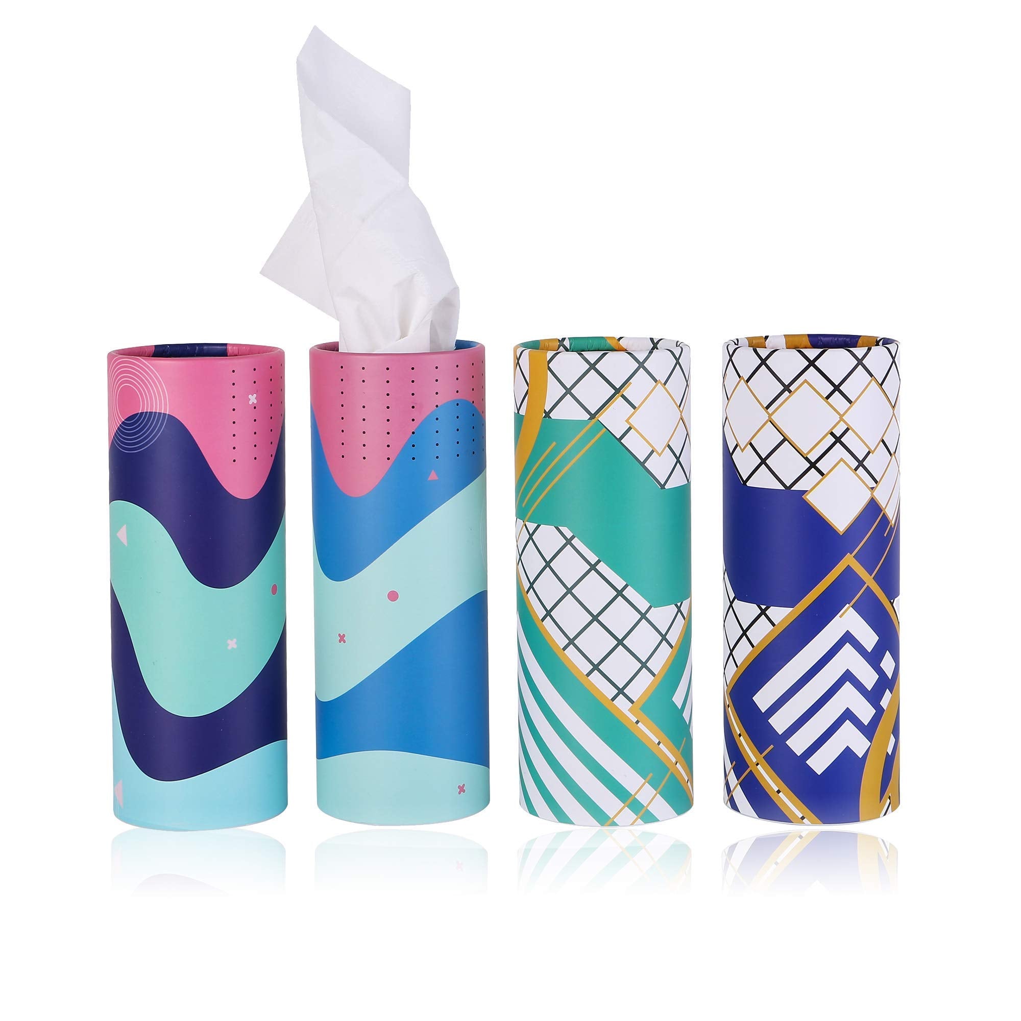 Car Tissue Holder With Facial Tissue Bulk, Car Tissues Box Round Container - Tissue Tubes For Car, Travel Tissues Perfect For Ca