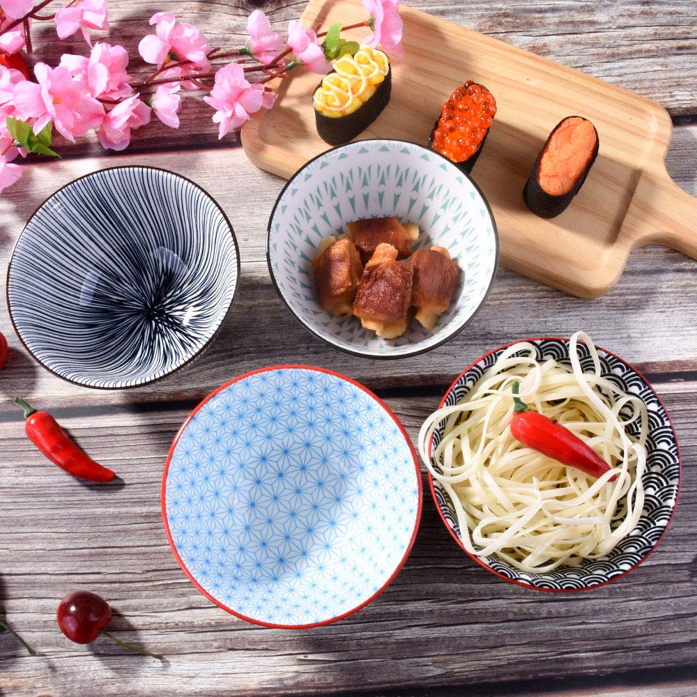 Japanese Rice Bowls Set Of 4, 4.5 Inch, Ceramic Rice Bowls Sushi Bowls Sauce Bowls