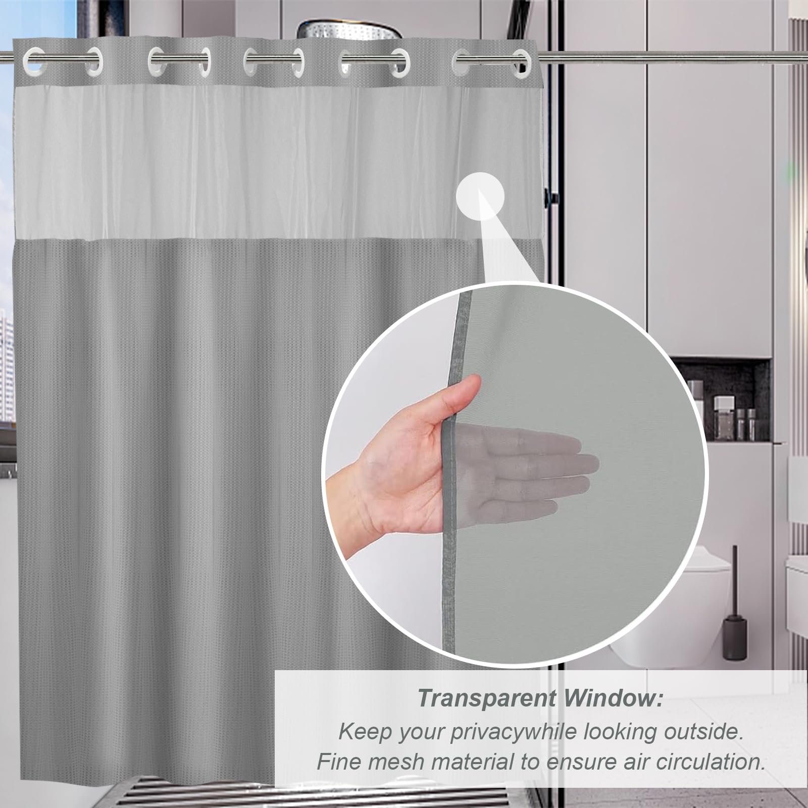 Final Friday Grey Waffle Weave Shower Curtain With Snap In Liner Polyester Fabric Hotel And Spa Bathroom Decor Set Waterproof De
