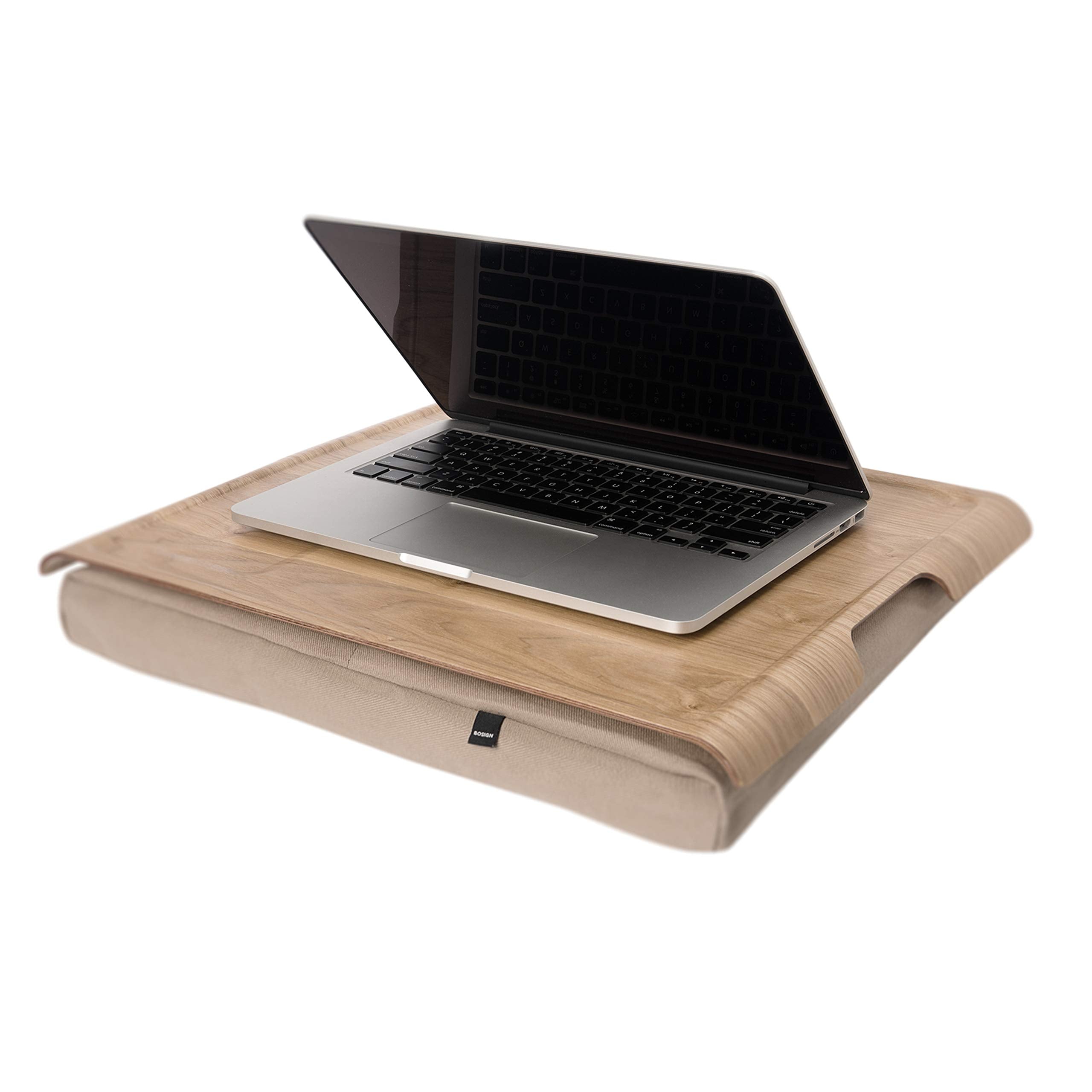 Natural Wooden Lap Tray - Natural Wood And Cushion
