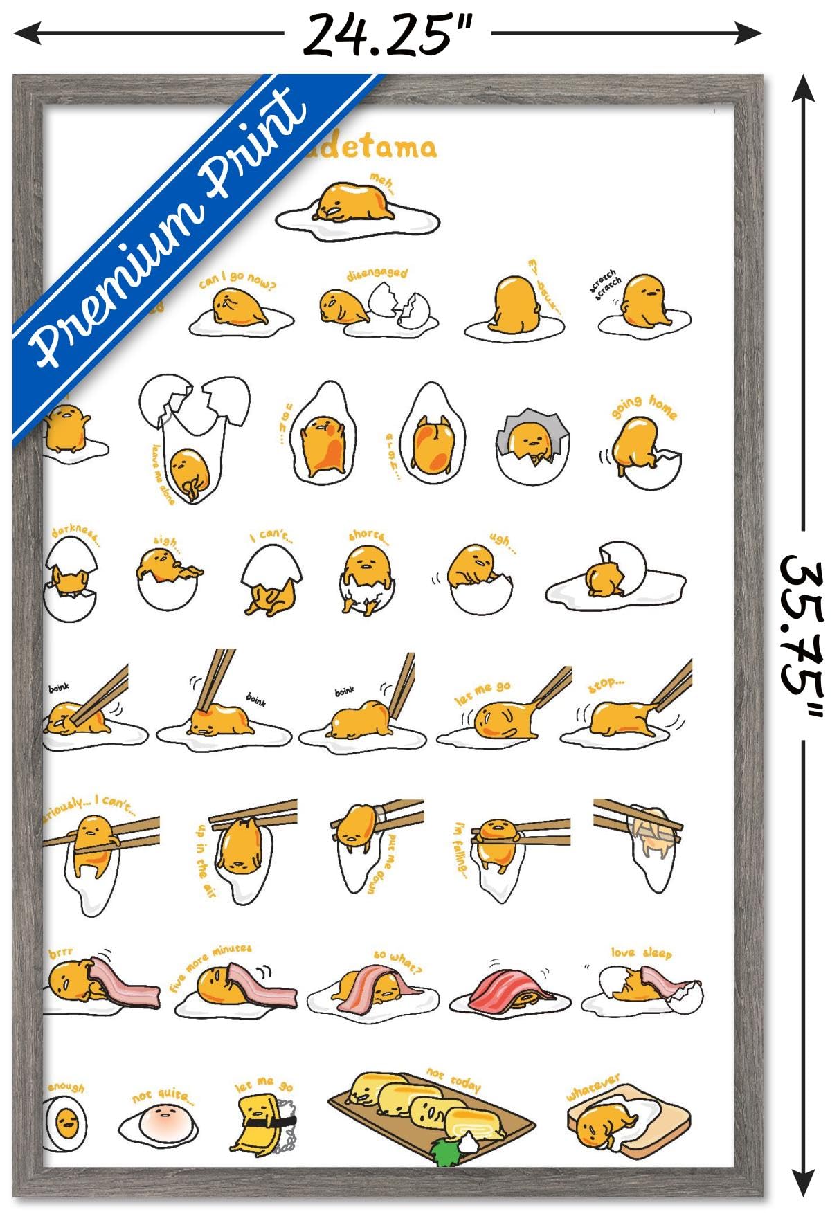 Trends International Gudetama - Grid Wall Poster, 22.375'' X 34'', Barnwood Framed Version