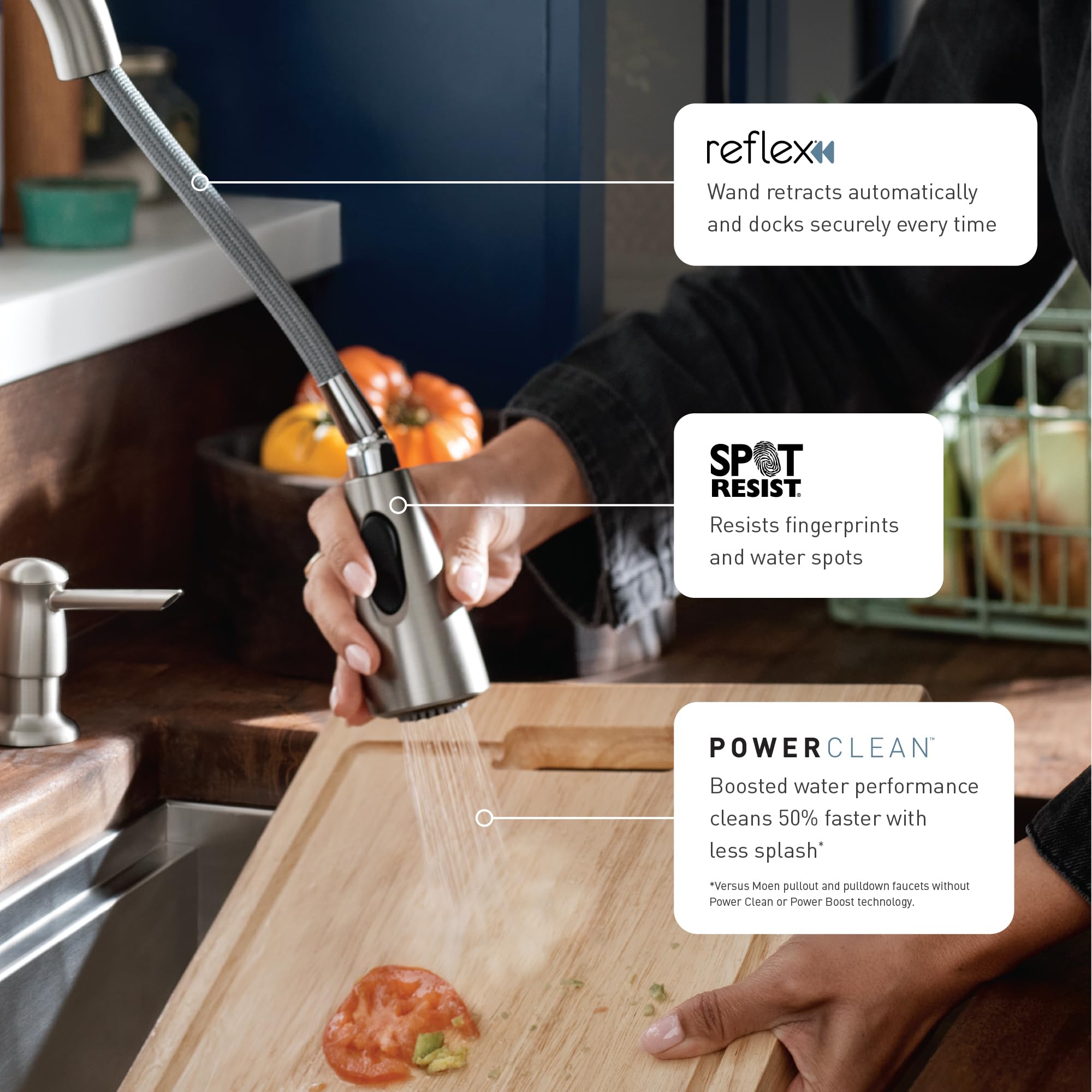 Moen Adler Spot Resist Stainless Single-Handle Touchless Pulldown Kitchen Faucet Can Activate With A Hand Wave, 87233Ewsrs