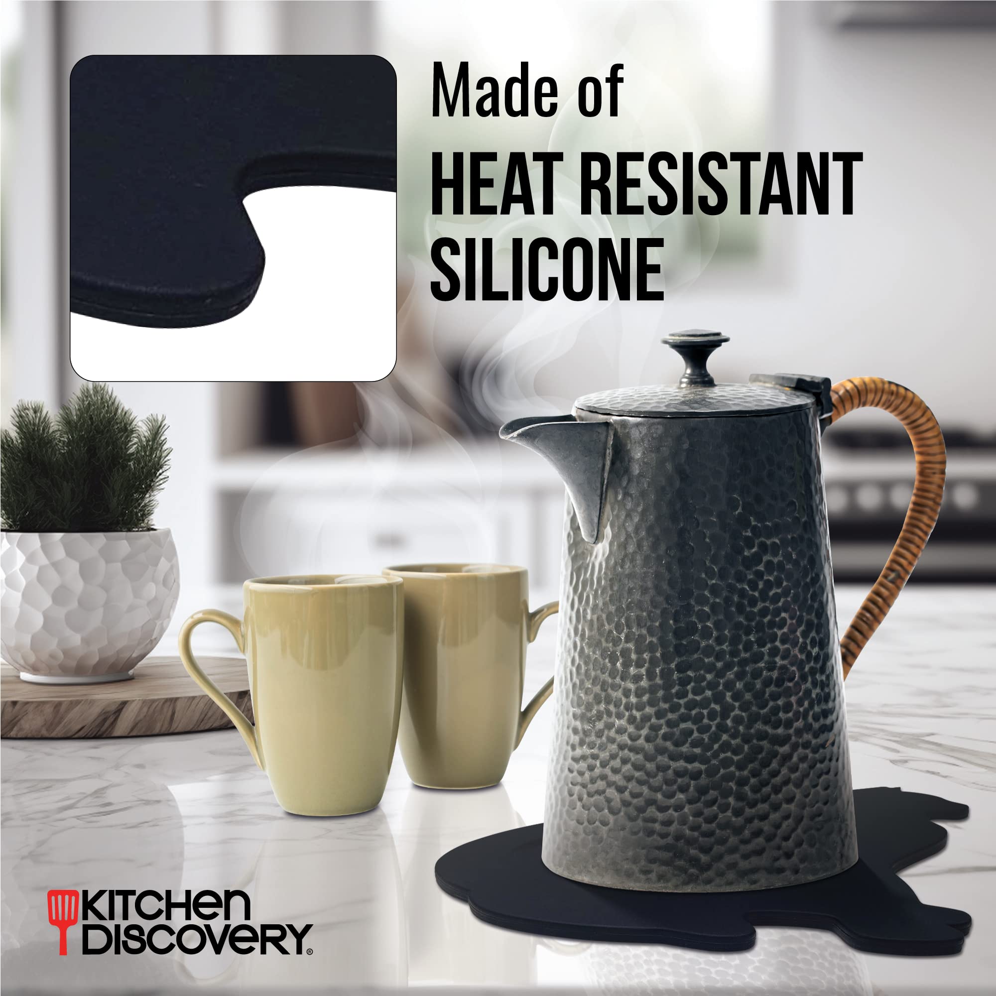 Silicone Cat Trivet - Kitchen Discovery - Protects Tables And Counters From Heat And Moisture. Fun For Those Who Love Cat Kitche