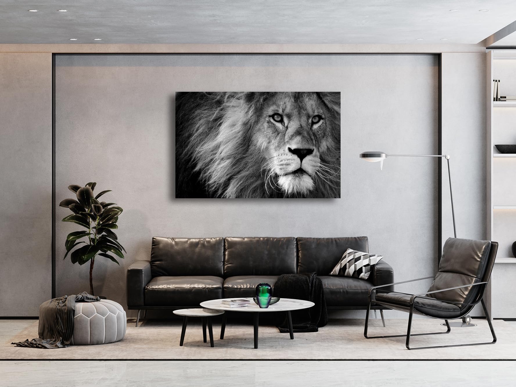 Baisuart D0169 Modern Giclee Canvas Prints Wall Art Stretched Artwork Black and White Lion Pictures to Photo Paintings on Canvas Wall Art for Bedroom Living Room Home Decorations Office Wall D?or