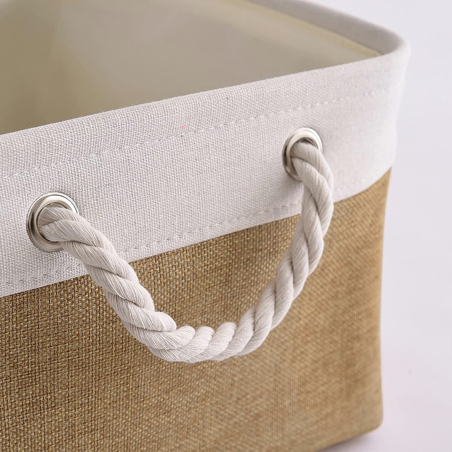 Sacyic Storage Basket Fabric Sturdy Canvas Storage Bins Organizer With Handles For Clothes And Toy Storage Foldable Storage Boxe