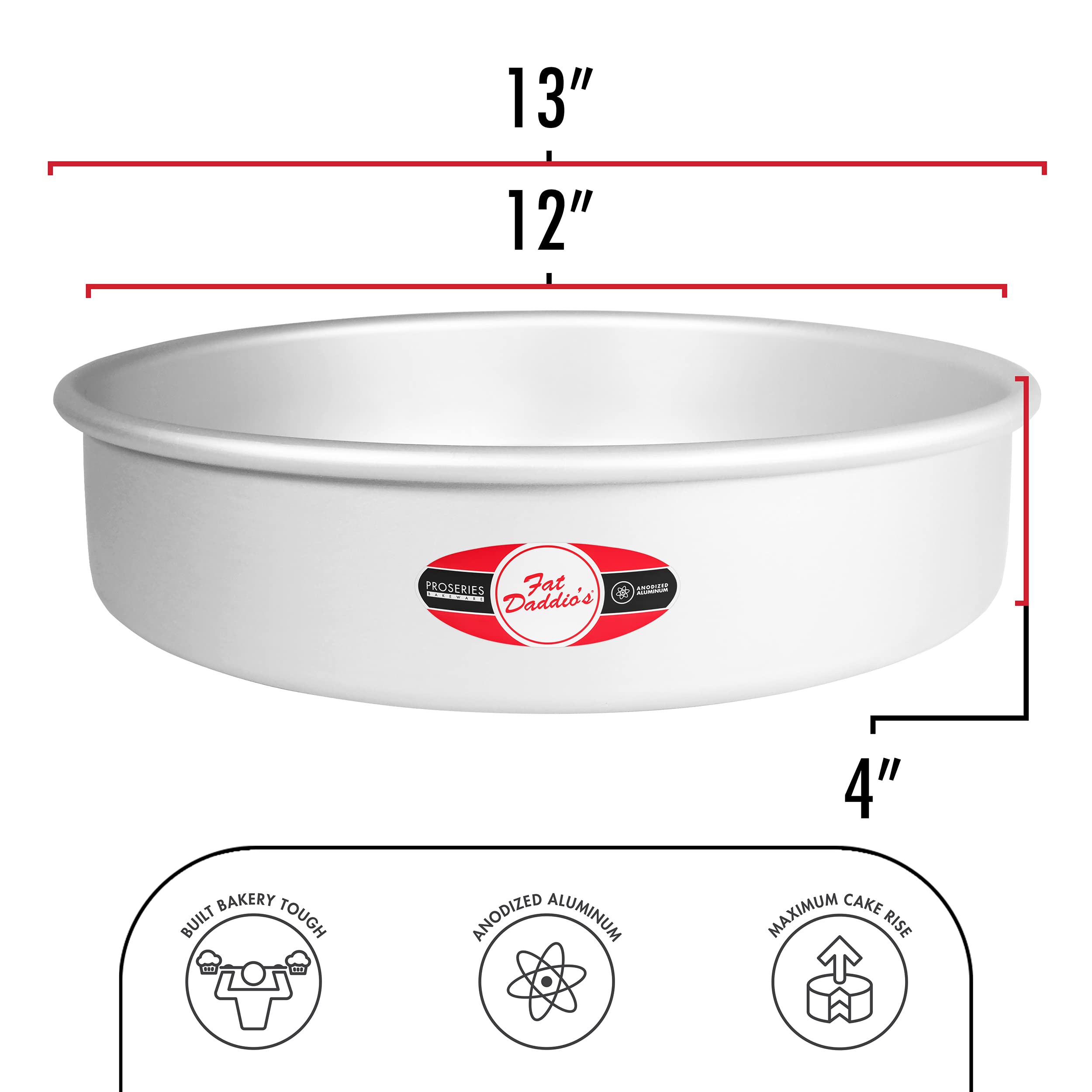 Fat Daddio'S Round Cake Pan, 12 X 4 Inch, Silver
