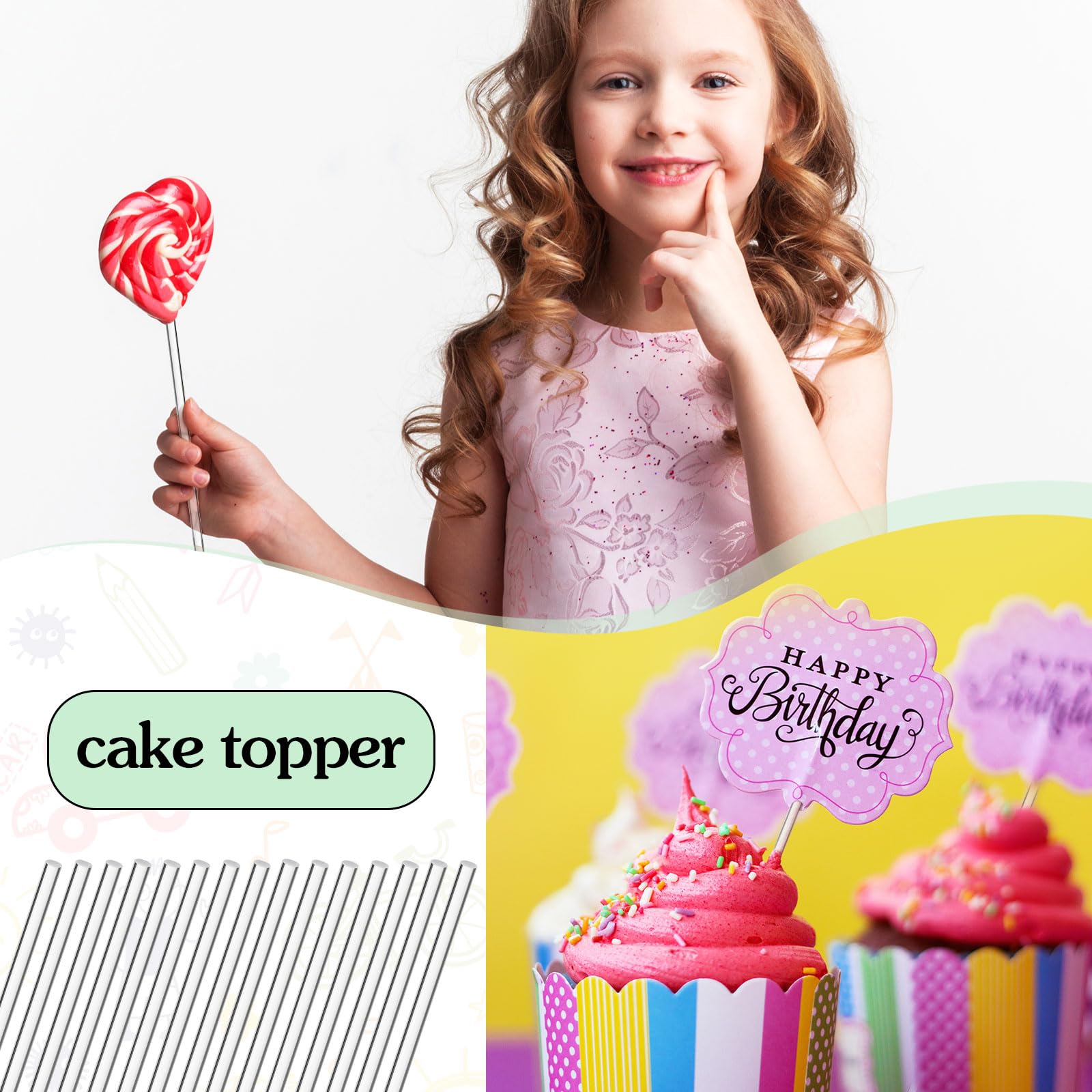 200 Pieces Acrylic Lollipop Sticks Cake Pops Sticks Candy Sticks Treat Sticks For Wedding Halloween Christmas Candy Cake Pops Cu
