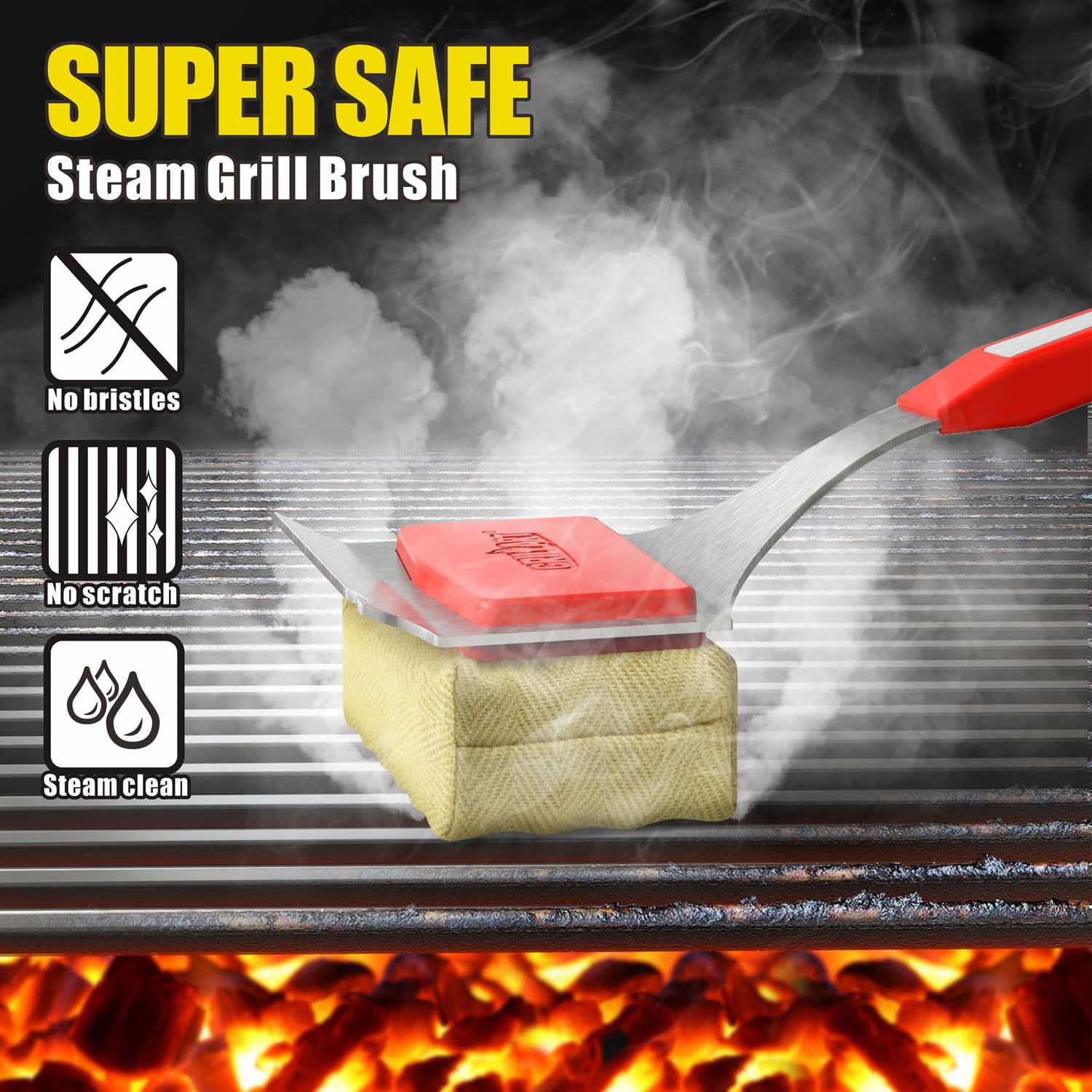Grillart Grill Brush Bristle Free, Replaceable Bbq Cleaning Pad (No Handle), Safe Replacement Cleaning Pad/Head For Cast Iron/St