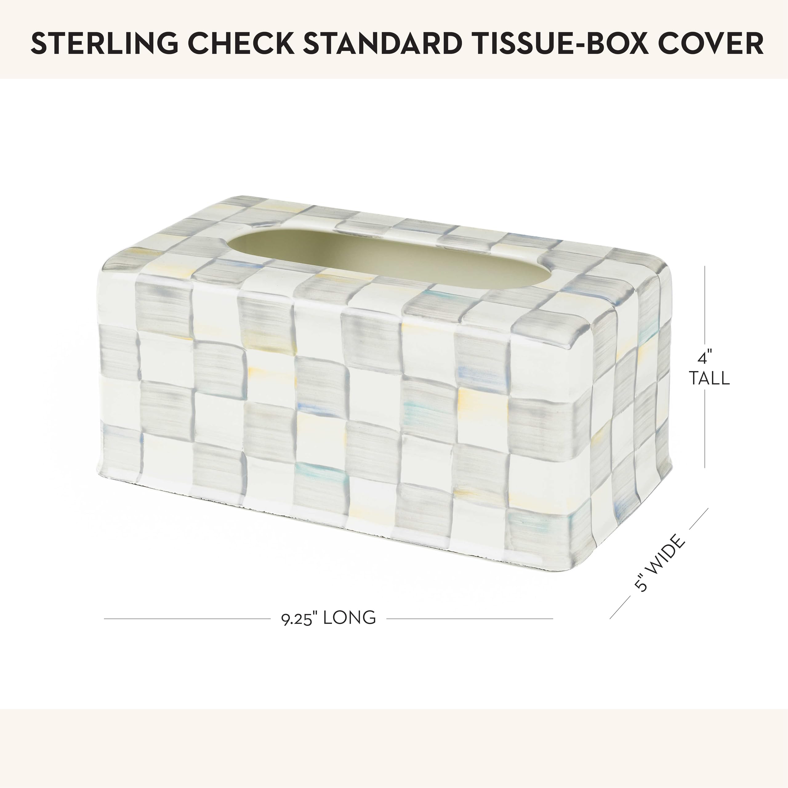 Mackenzie-Childs Tissue-Box Cover, Tissue Holder For Home Decor, Gray-And-White Sterling Check, Rectangle