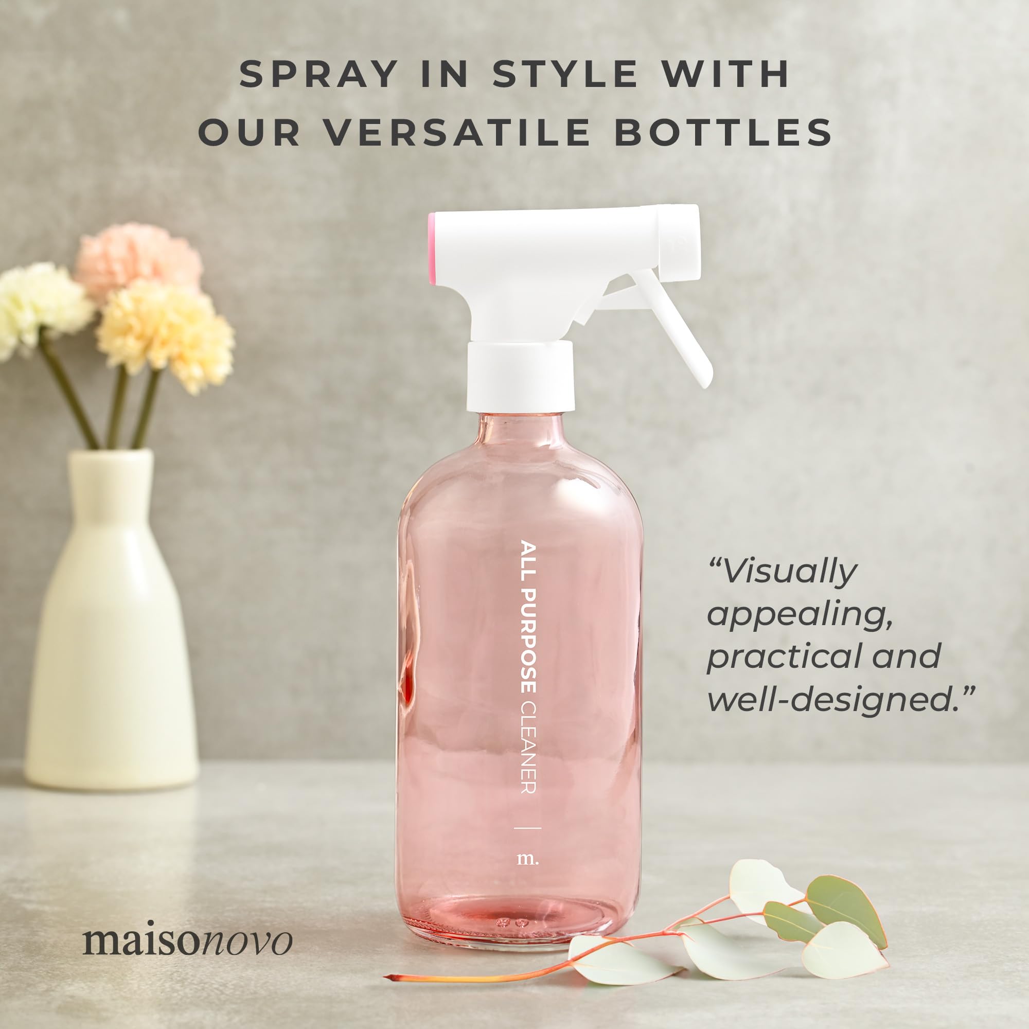 Maisonovo Spray Bottle For Hair | 16.9 Fl Oz Pink X 2 With 16 Labels