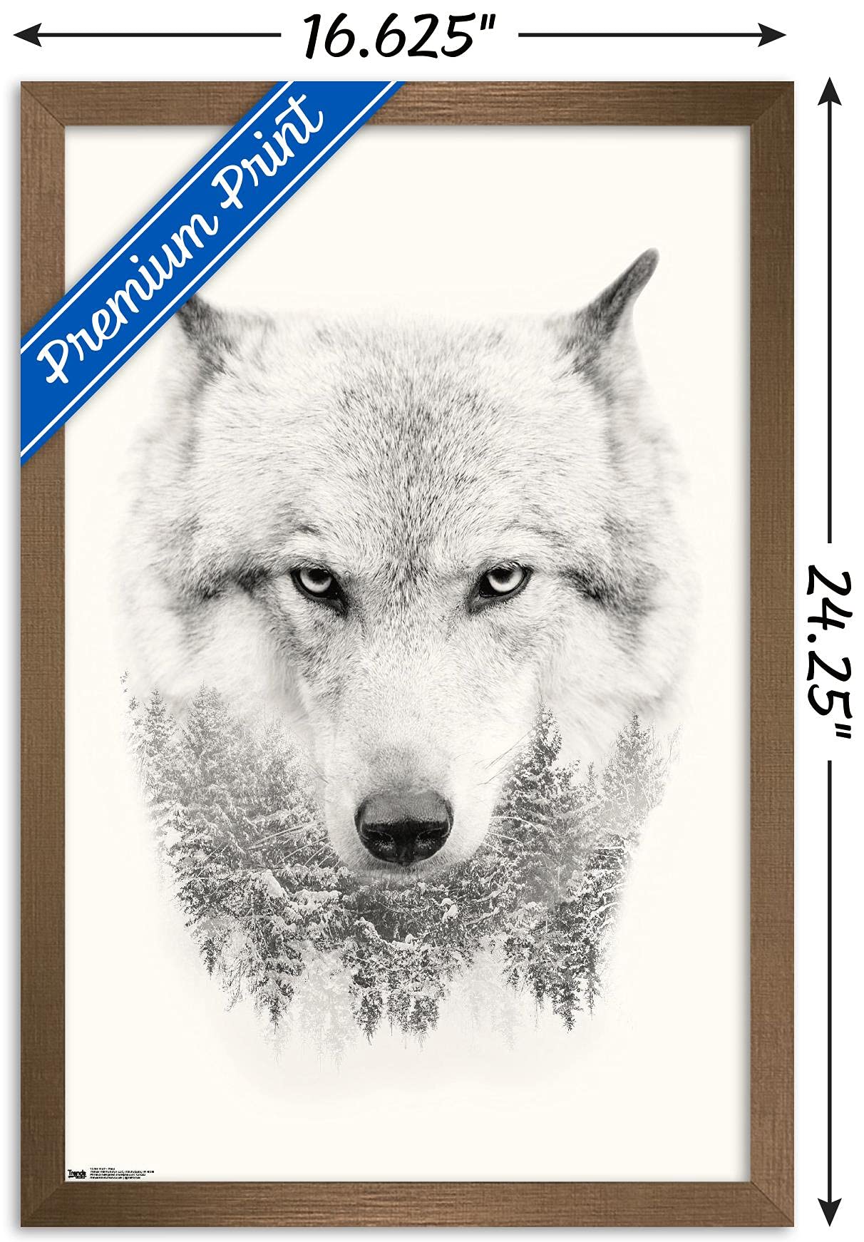 Trends International Wolf - Trees Wall Poster, 14.725'' X 22.375'', Bronze Framed Version