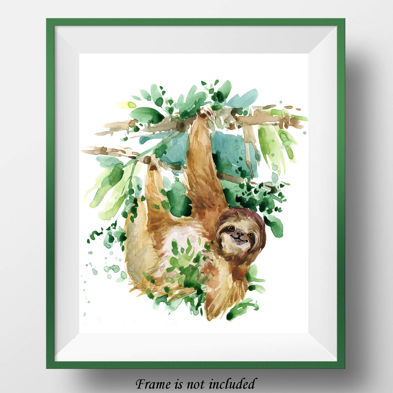 7Dots Art. Animals. Watercolor Art Print, Poster 8''X10'' On Fine Art Thick Watercolor Paper For Childrens Kids Room, Bedroom, B