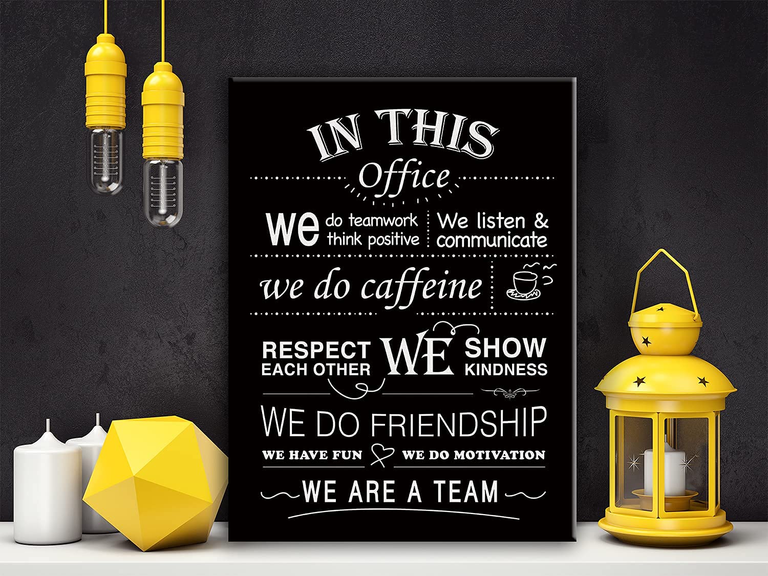 In This Office We Do Teamwork Motivational Quotes Framed Canvas Wall Art- Office Posters D  Cor 11.5'' X 15''