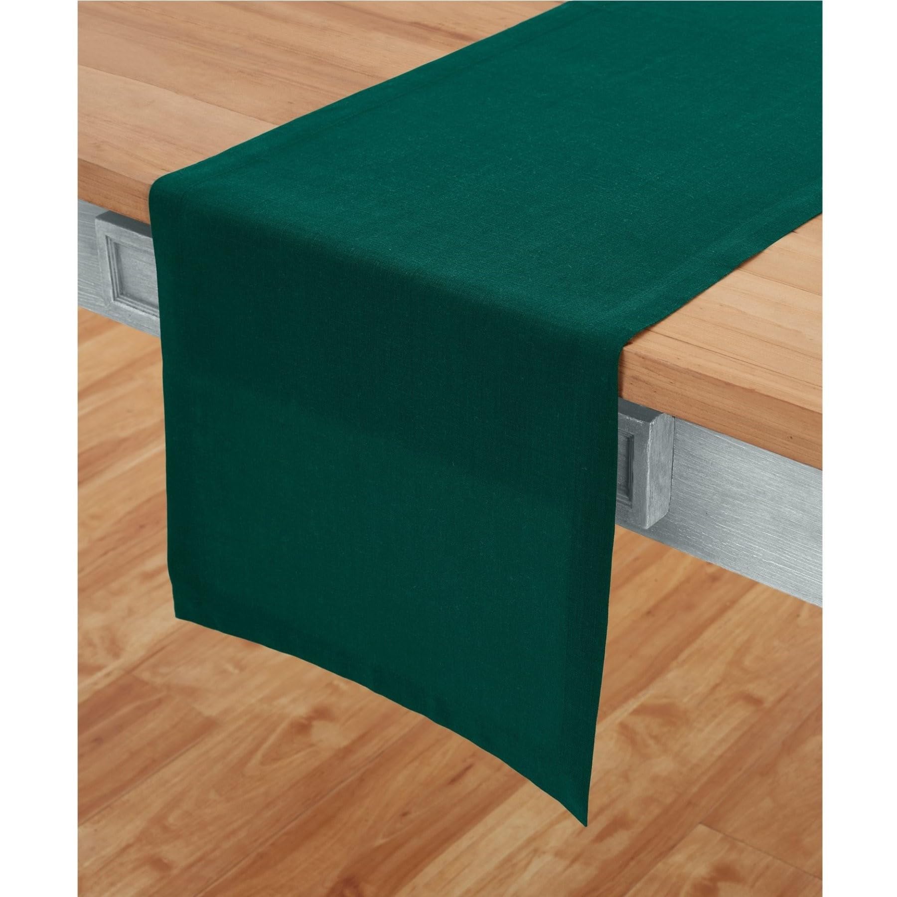 Solino Home Linen Table Runner 60 Inches Long - 100% Pure Linen Rainforest Green Table Runner 14 X 60 Inch - Machine Washable Di