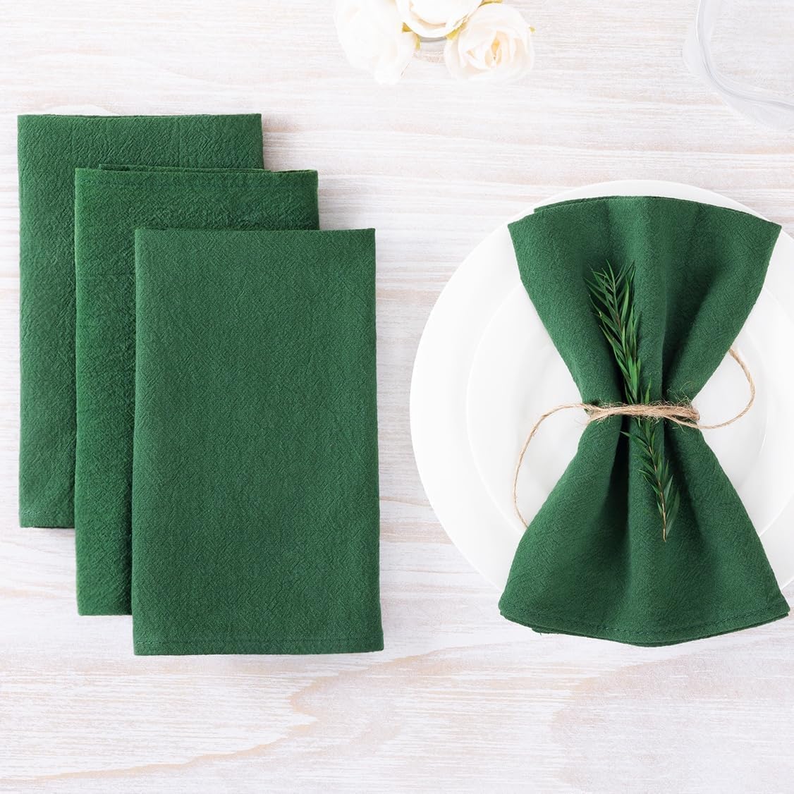 Mlmw Emerald Green St. Patrick'S Day Cloth Napkins Set Of 8 Spring Cotton Dinner Napkins Cloth Bulk Washable 16''  16'' For Wedd