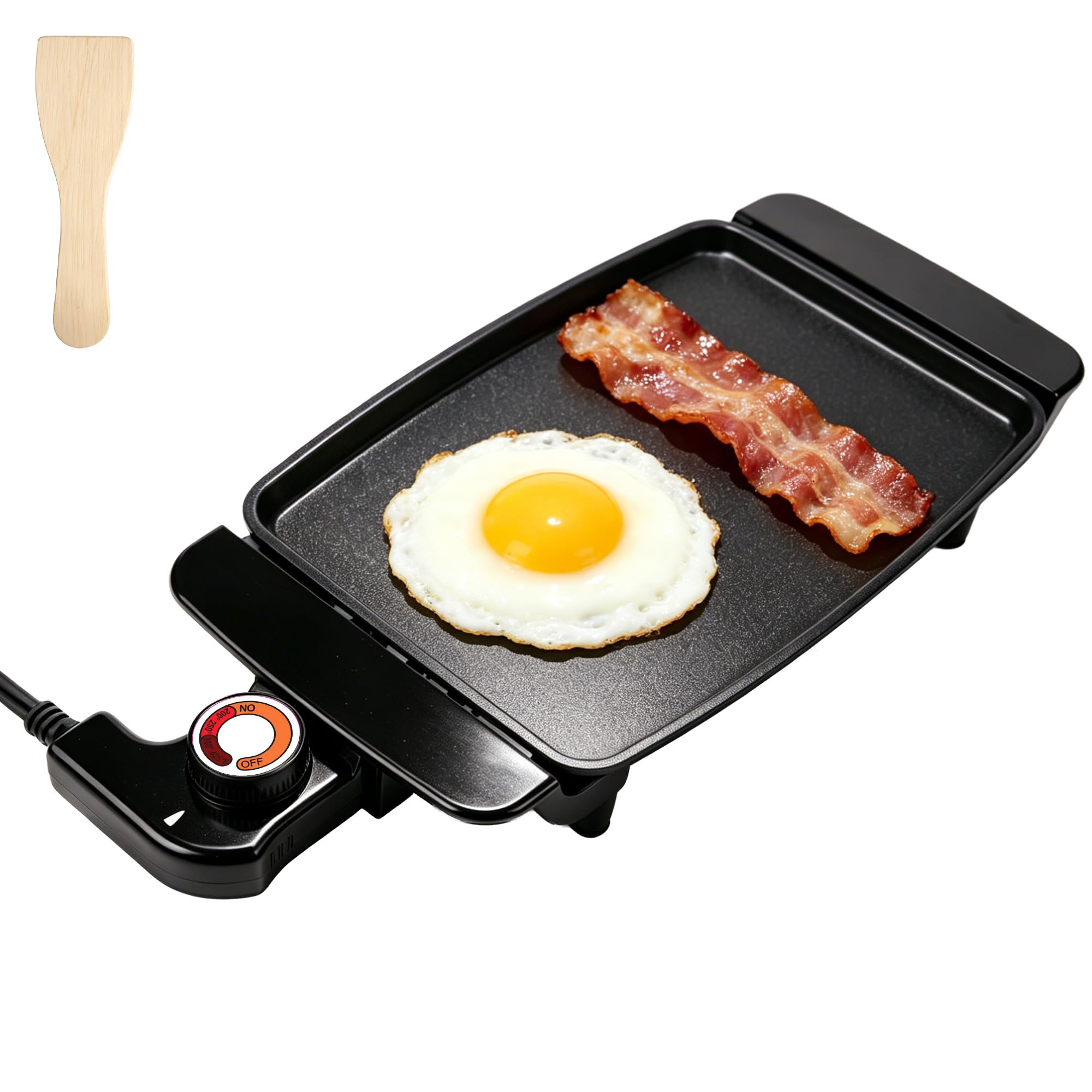 IKeukenn Small Electric Griddle, 10 Inch Mini Ceramic NonStick Electric Skillet with Adjustable Thermostat, 1200W Single Serve