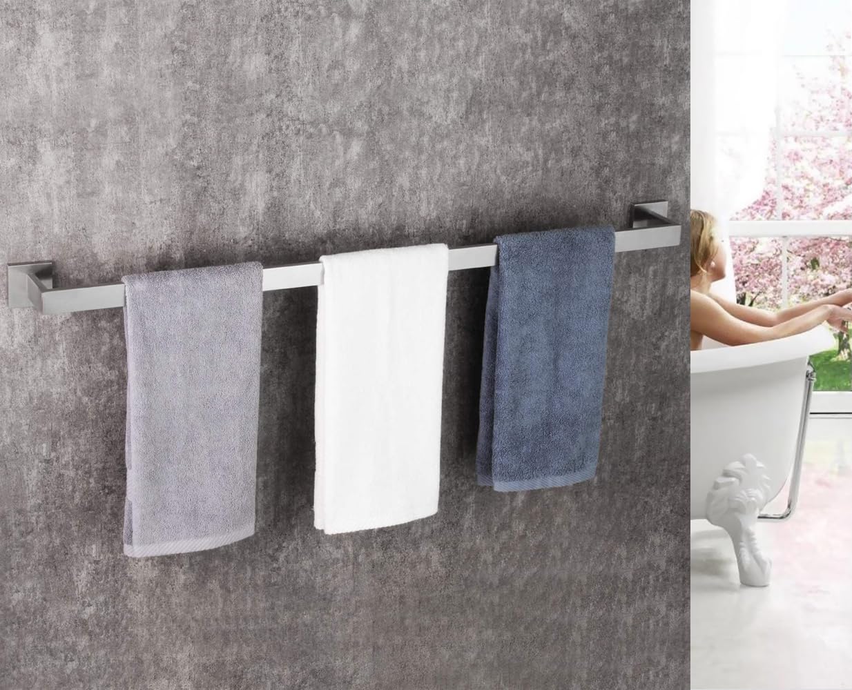 36 Inch Towel Bar 2 Pack For Bathrooms 12/16/24/28/32/36 Inch Stainless Steel 304 Brush Nickel Towel Holder Modern Square Towel