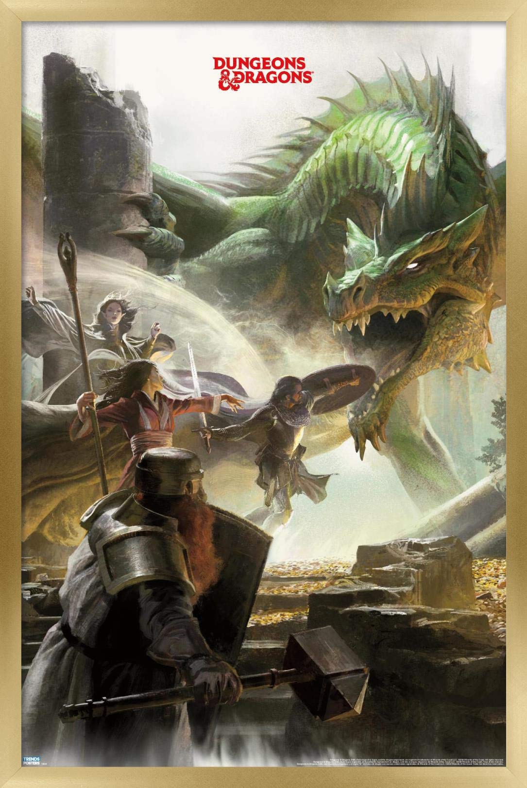 Trends International Dungeons And Dragons - Adventure Wall Poster, 14.725'' X 22.375'', Gold Framed Version