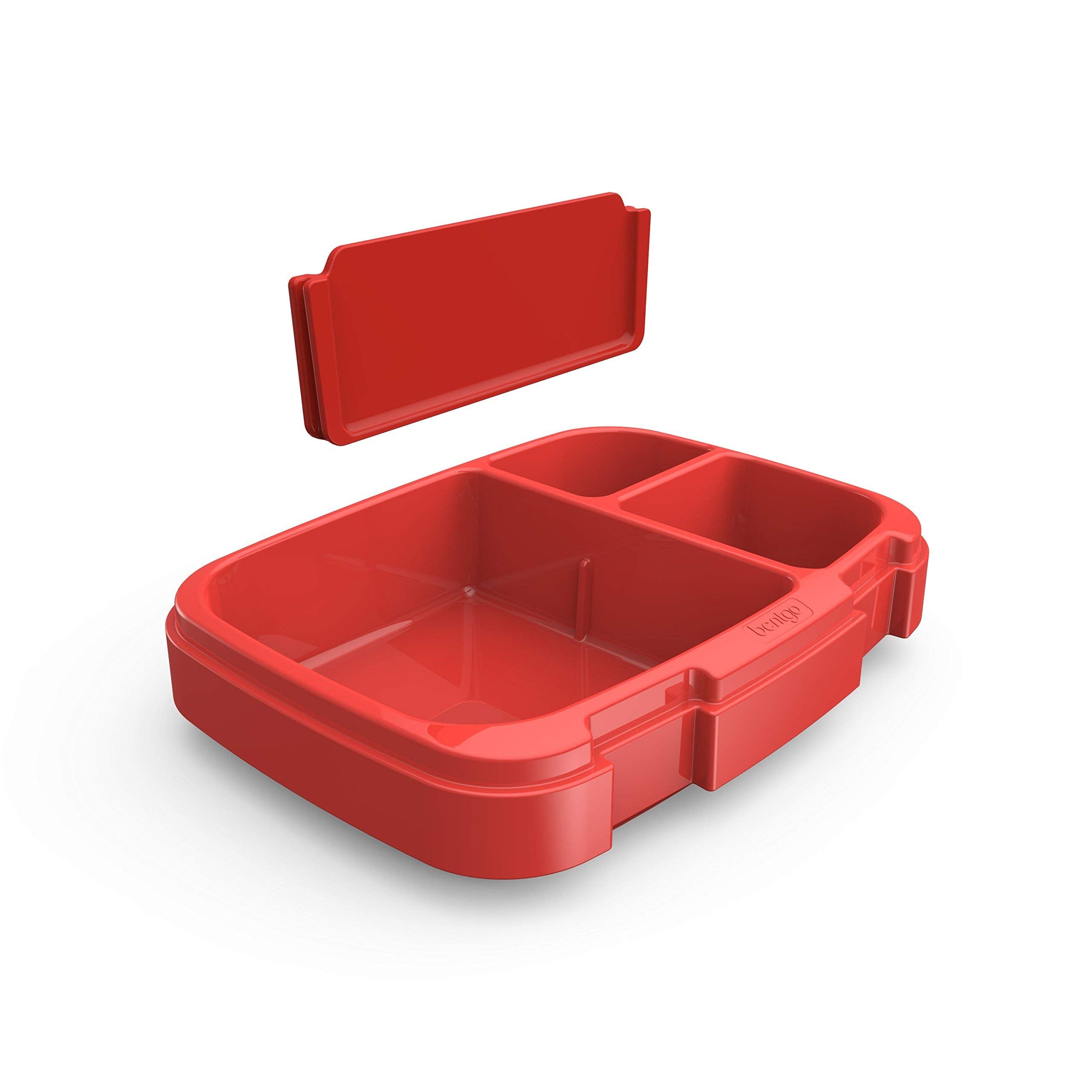 Bentgo Fresh Tray (Red) with Transparent Cover - Reusable  BPA-Free  4-Compartment Meal Prep Container with Built-In Portion Control for Healthy At-Home Meals and On-the-Go Lunches