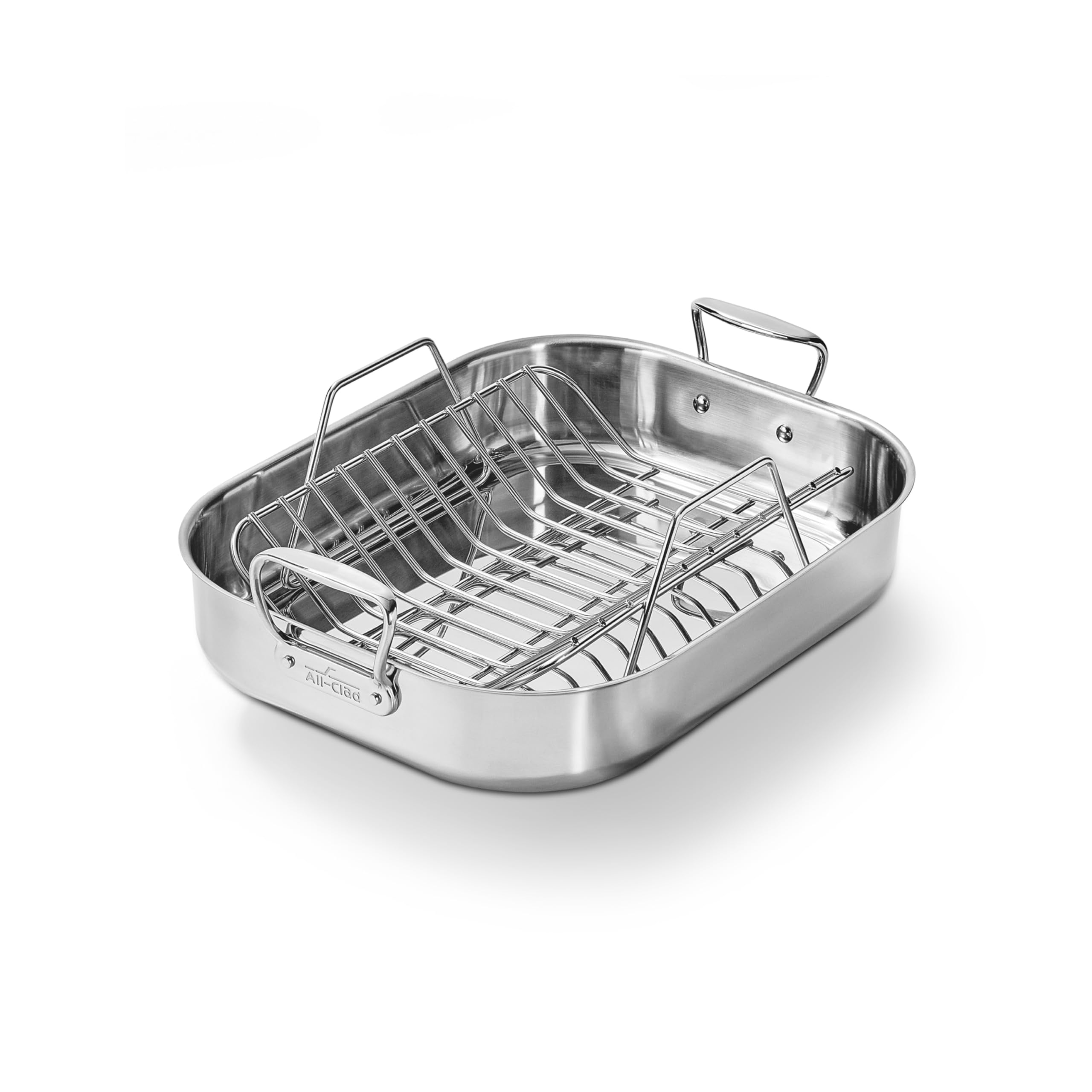 AllClad Specialty Stainless Steel Roaster with Rack 14x18 Inch Oven Broiler Safe 600F Roaster Pan, Pots and Pans, Bakeware, Sil