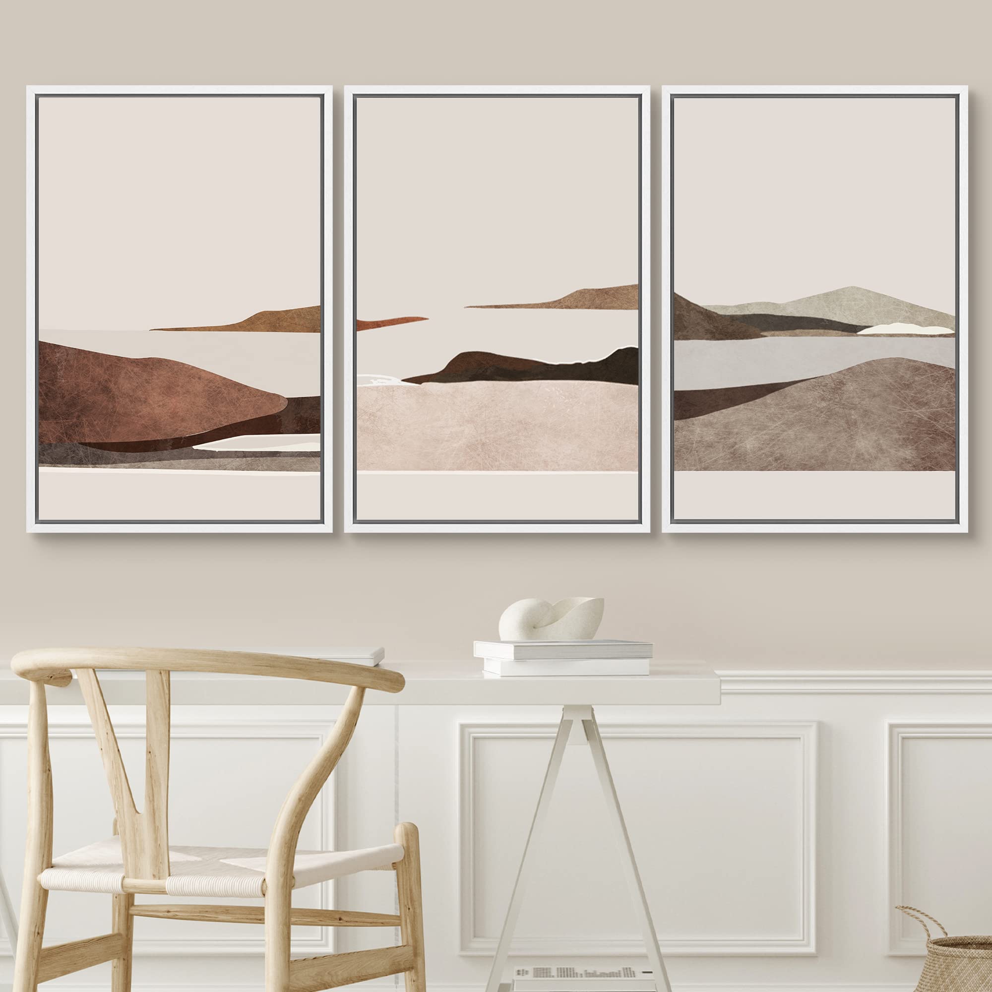 Signwin 3 Piece Framed Canvas Wall Art Flower Canvas Home Artwork Decoration For Living Room,Bedroom - 24''X36''X3 White