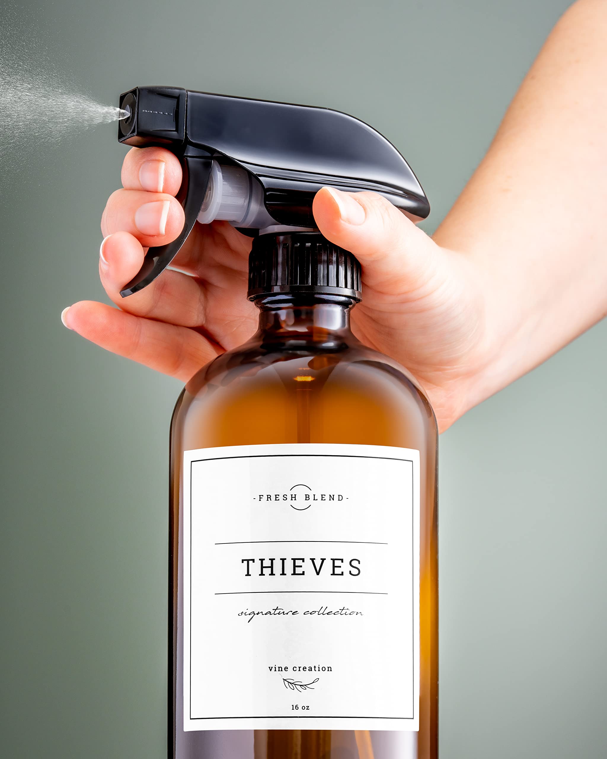 Vine Creations Amber Glass Spray Bottles, 2 Pack Glass Spray Bottles For Cleaning Solutions, 16 Oz Spray Bottle For Cleaning, Mi