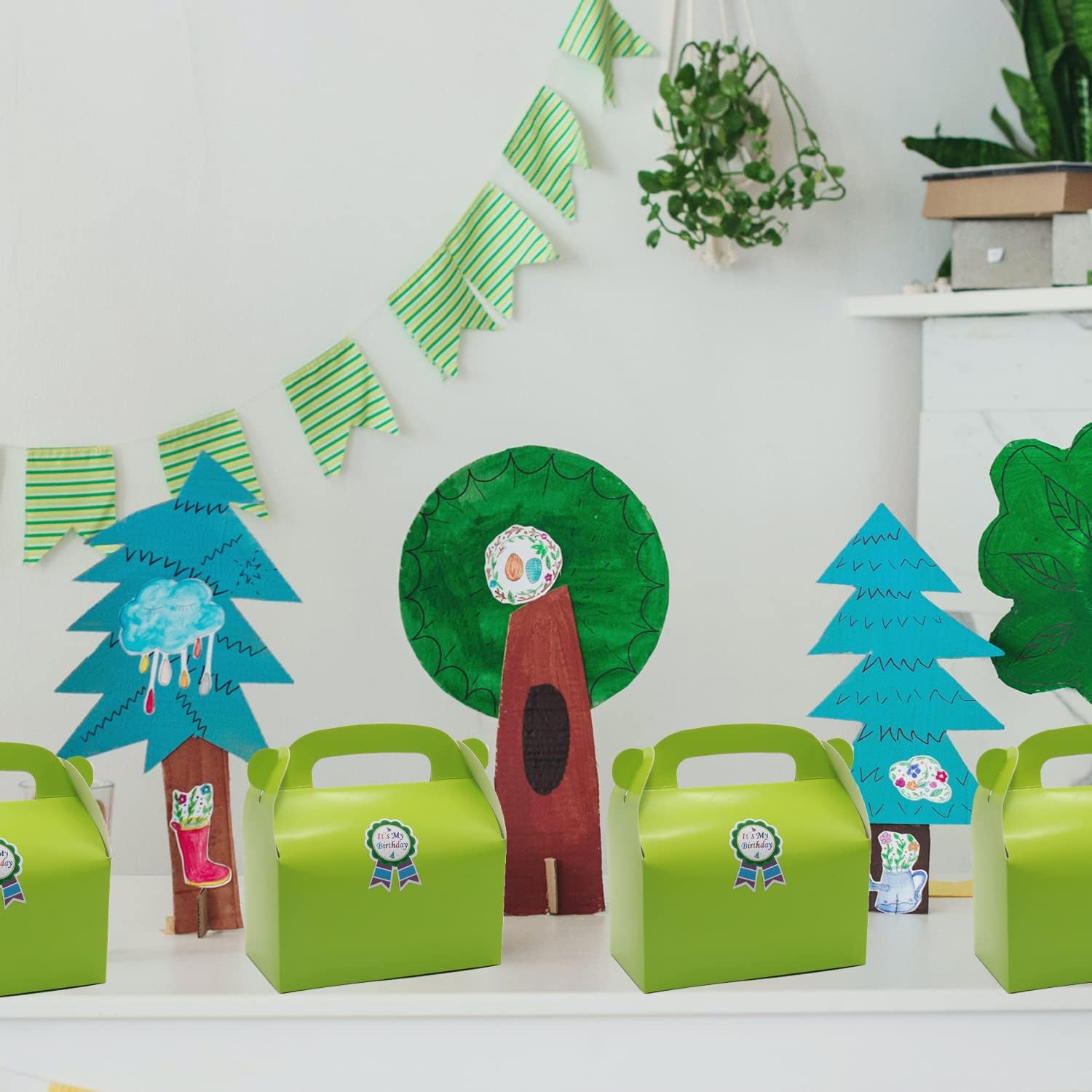 Oletx 30-Pack Green Party Favor Treat Boxes, Goodie Boxes, Gable Paper Gift Boxes With Handles. Perfect For Gardening/Green Thum