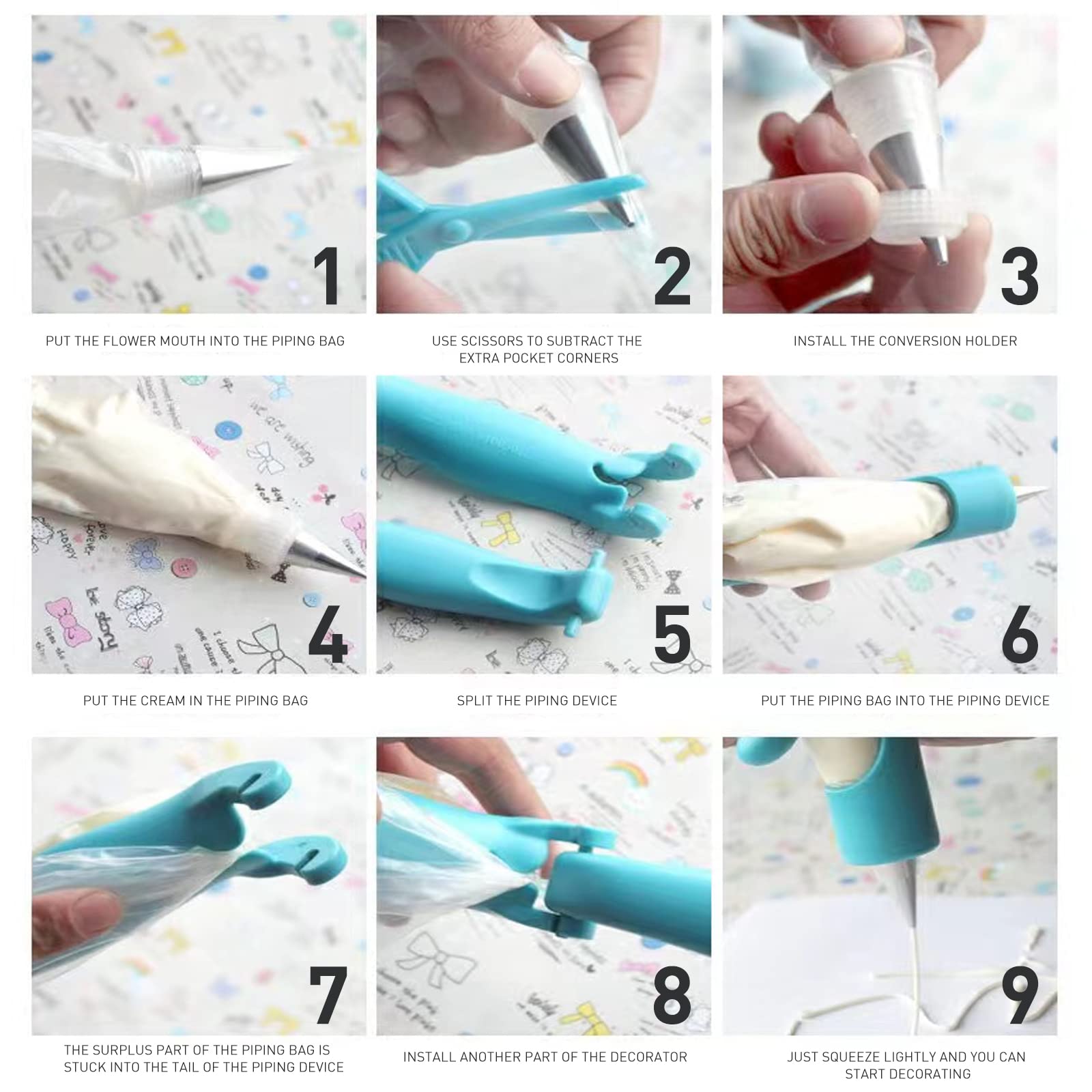 Cake Decorating Pen Tool Kit Icing Piping Tool Kit With 4 Different-Shaped Nibs 4 Nozzles Decorative Bag 2 Couplerdiy Cake Deco