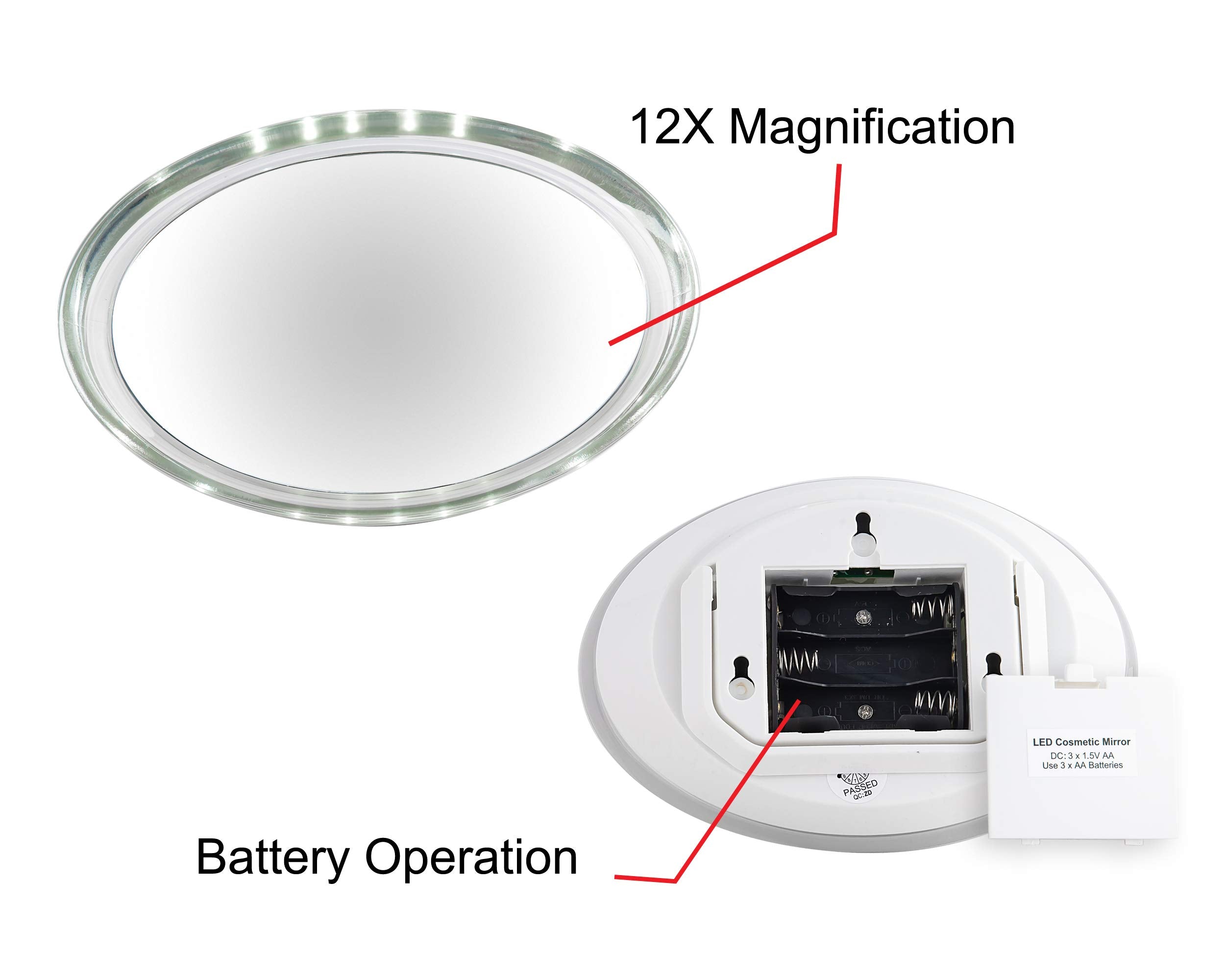 Rucci Stand or Suction Wall Mount LED Mirror  12X