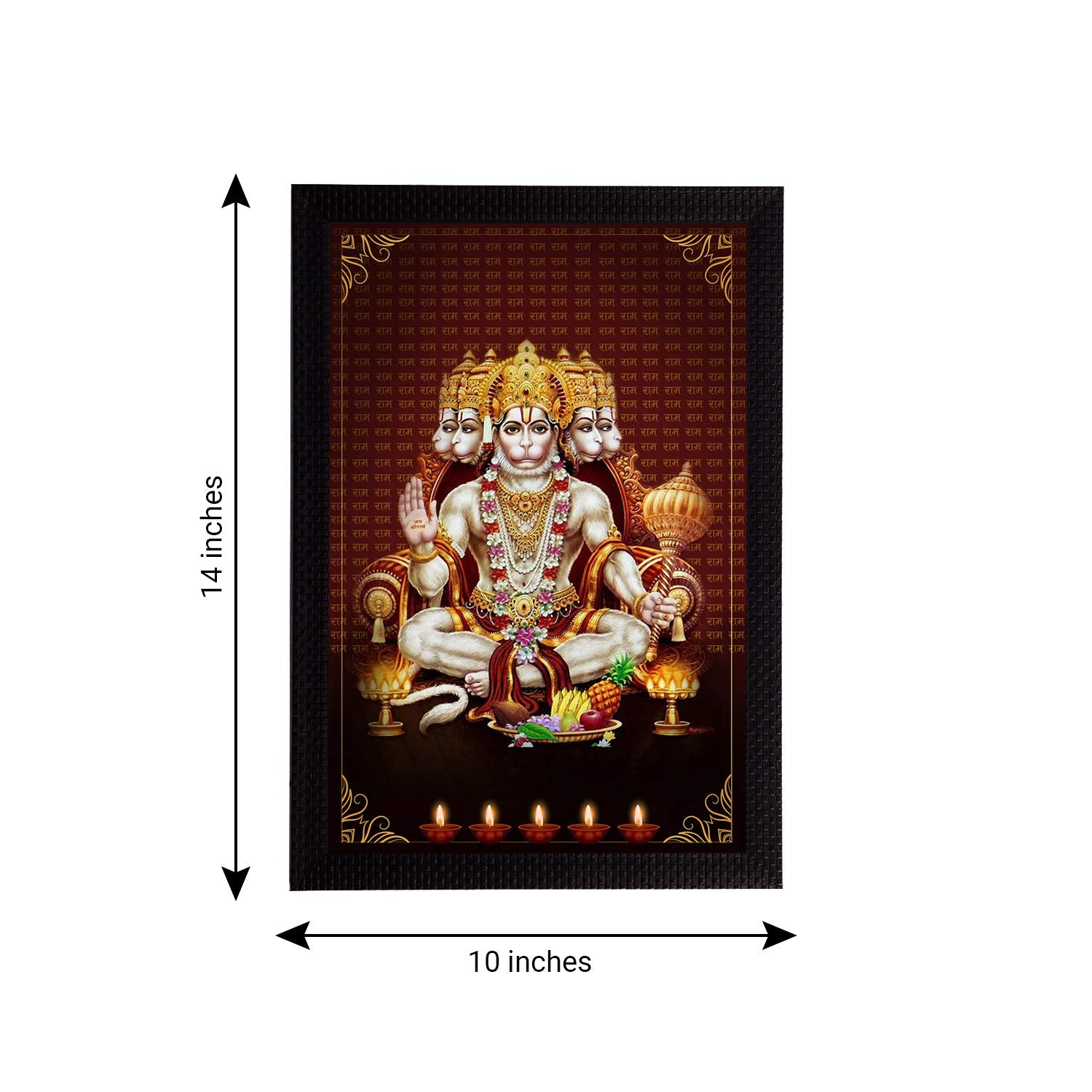 eCraftIndia Panch Mukhi Lord Hanuman Satin Matt Texture UV Art Painting