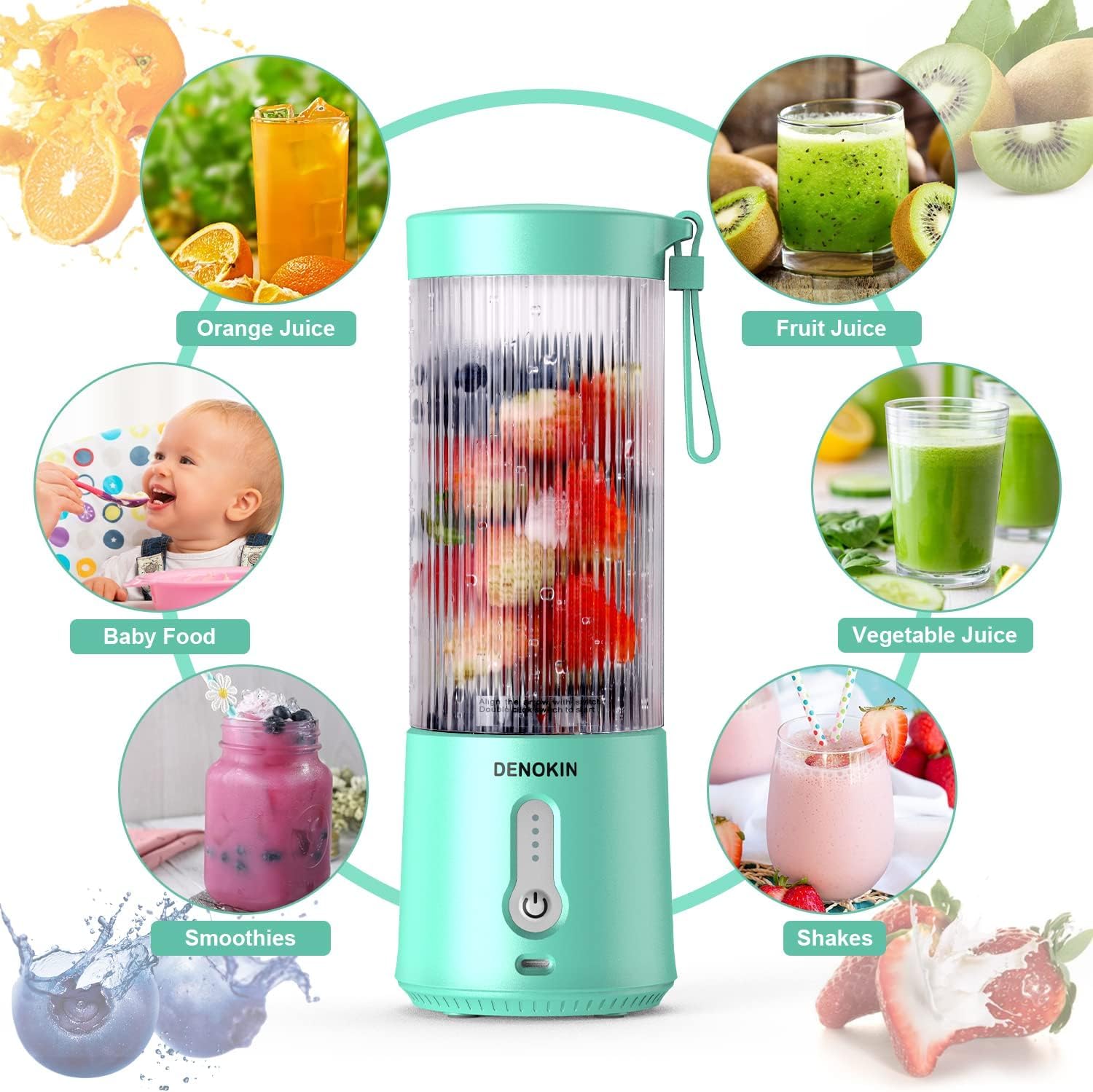 Portable Blender, Personal Size Blender For Smoothies And Shakes,Usb Rechargeable Mini Blender Fresh Juicer Cup With Stronger Mo