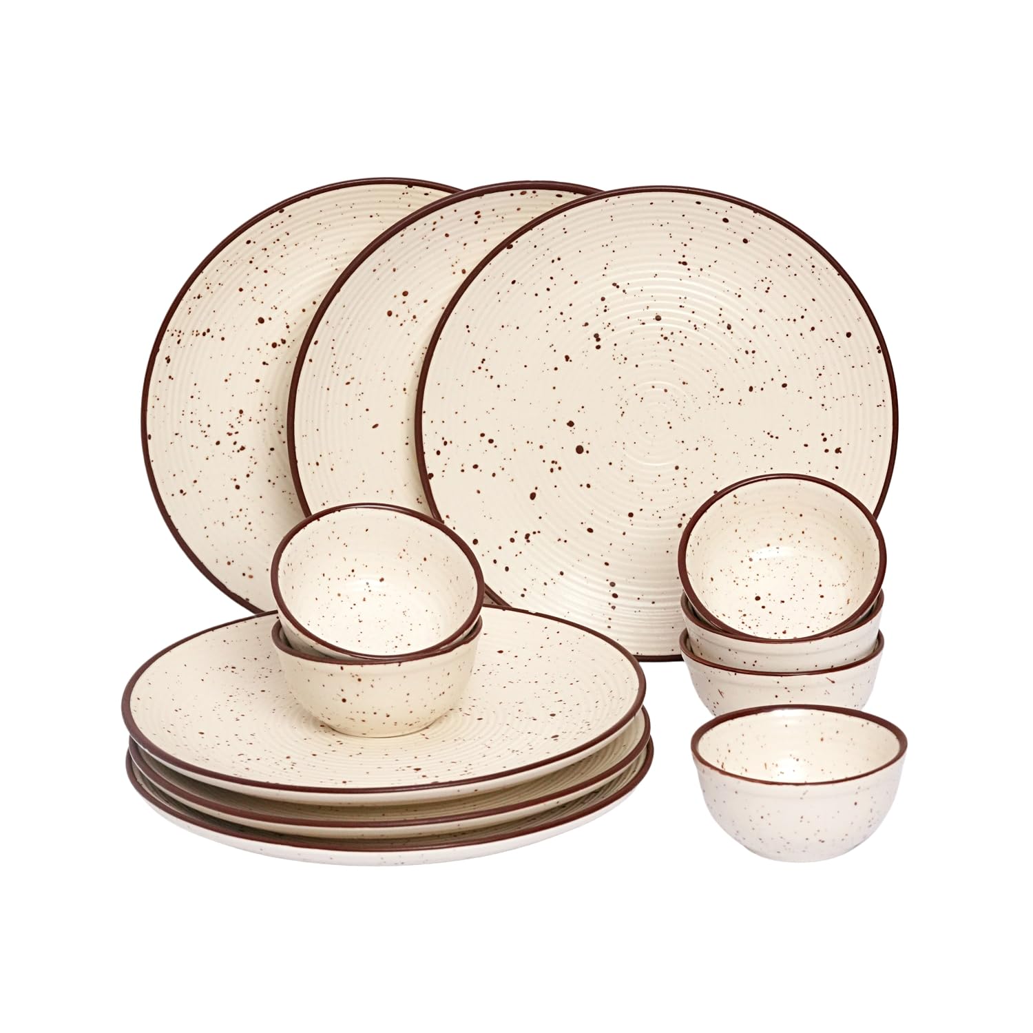 Yourowndcor Sophisticated Ceramic Floral Dinnerware Collection Set Of 12 Pieces (6 Plates 10.6 Inch, 6 Bowls/Katori 4.3 Inch) |