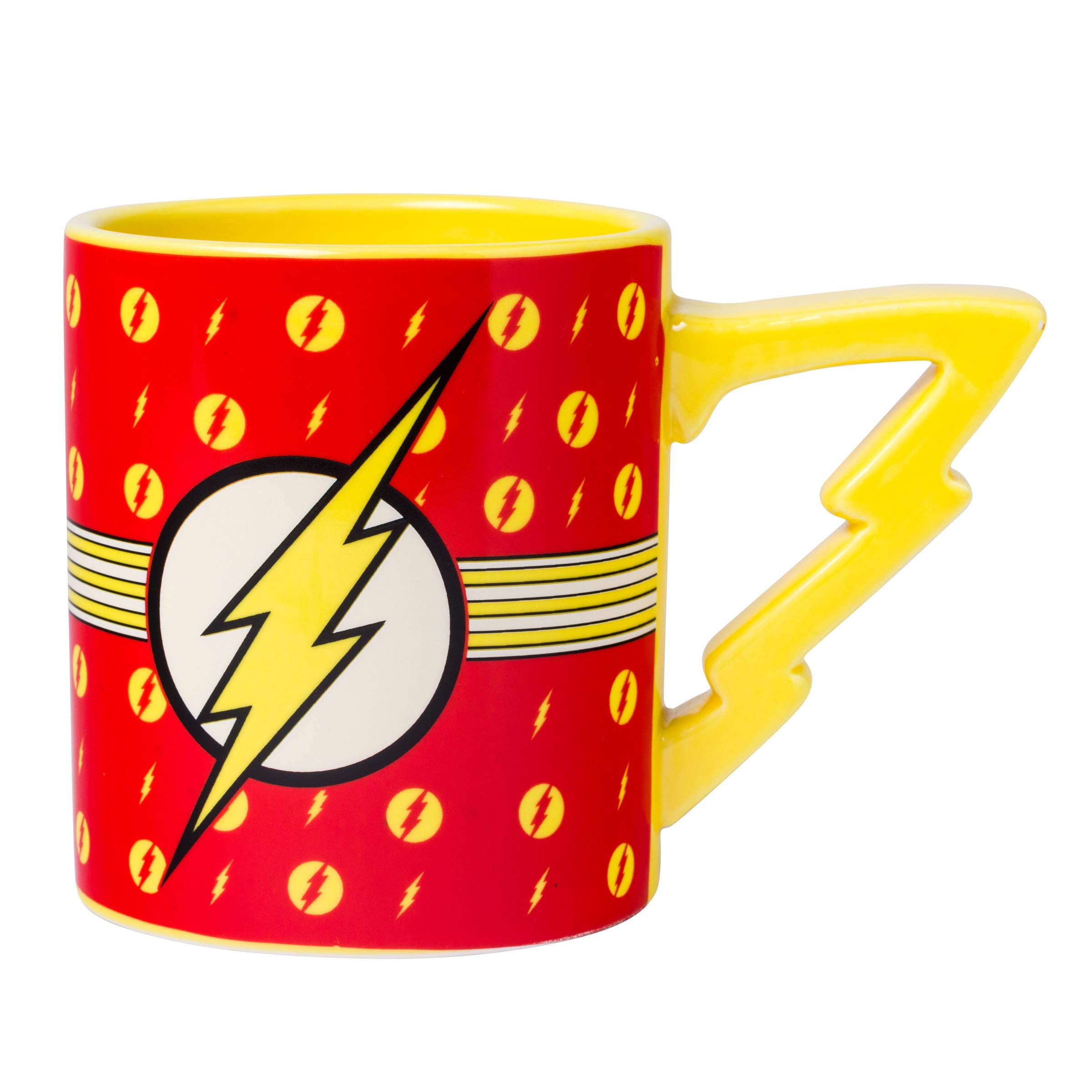 Dc comics The Flash Logo ceramic Mug With Lightning Bolt Handle  Holds 20 Ounce