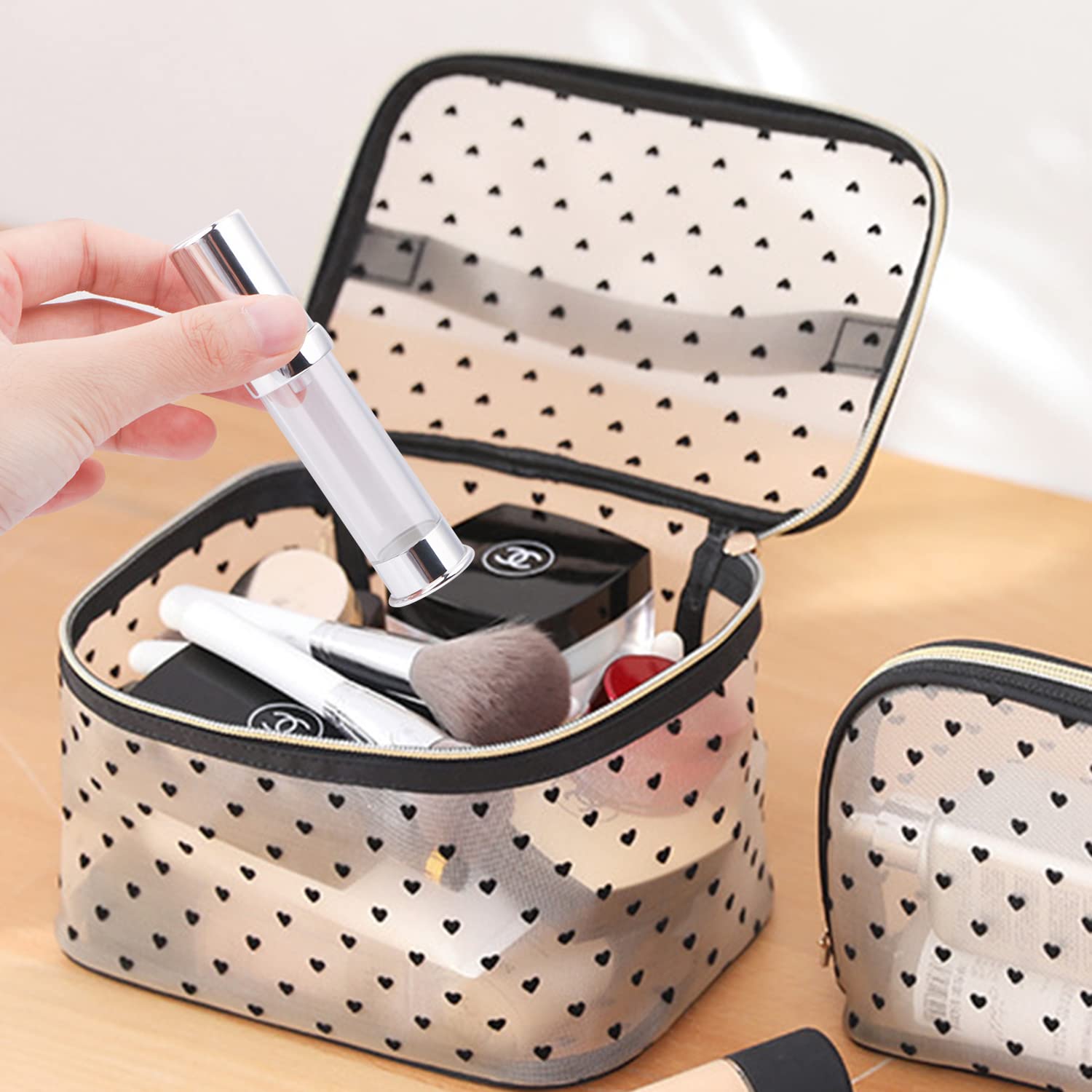 8 Pack 10Ml/0.34Oz Plastic Airless Pump Bottle Refillable Lotion Containers Empty Pump Press Vacuum Dispenser For Travel Cosmeti