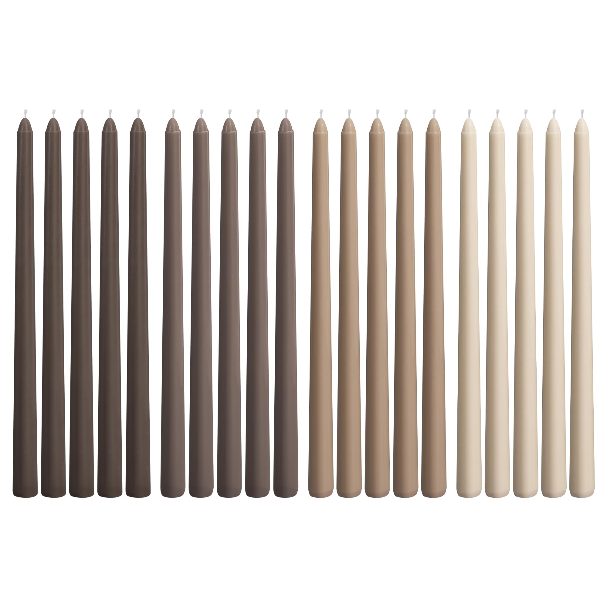 Viyffo 12 Inch Brown Taper Candles Set of 20 Unscented Smokeless Long Tall Tapered Candle for Candlesticks Sticks Wedding Advent
