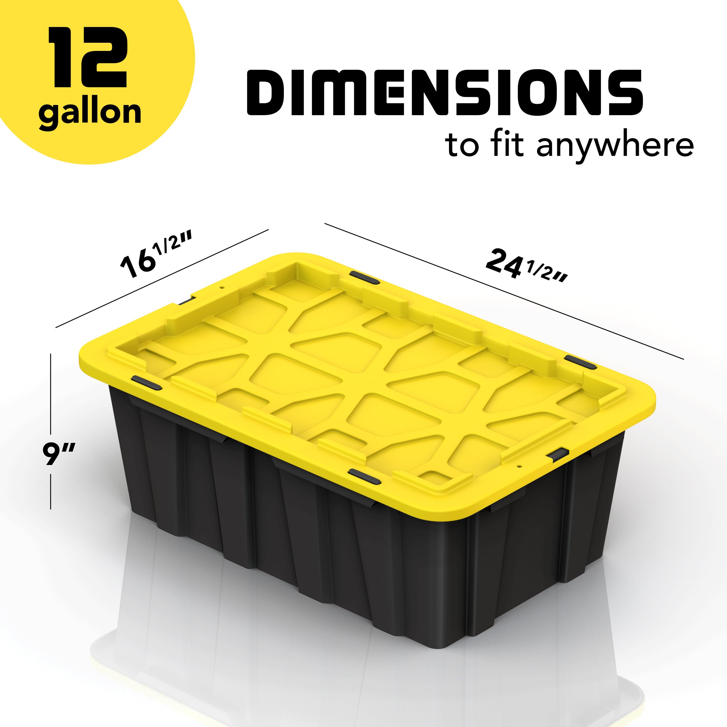 Lifetime Home (8 Pack 12 Gallon Plastic Storage Bin Tote Organizing Container With Ultra Durable Secure Latching Lids, Stackable