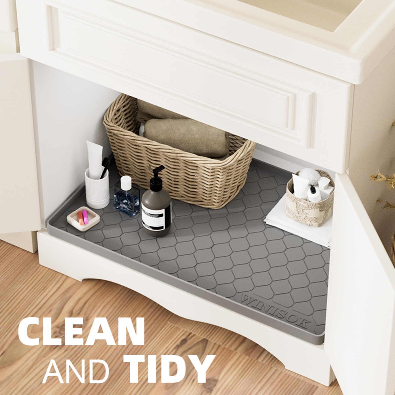Winisok Waterproof Under Sink Mat 31  X 19  Cabinet Liner For Kitchen And Bathroom, Shelf And Counter Protector, Organizers