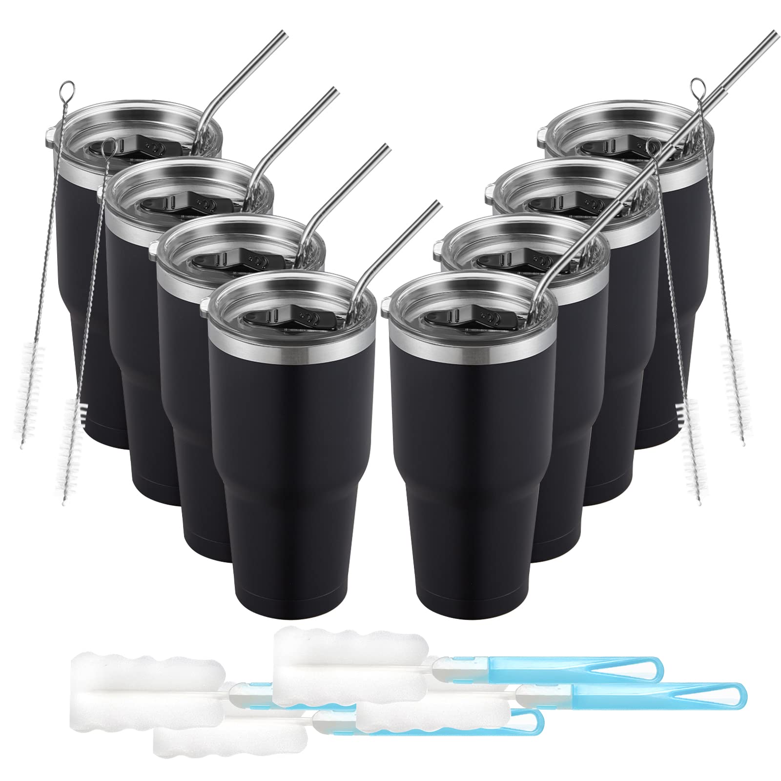 Comooo 30Oz Black Stainless Steel Tumbler Bulk With Lid Insulated Tumbler Coffee Cup Durable Double Wall Vacuum Travel Coffee Mu