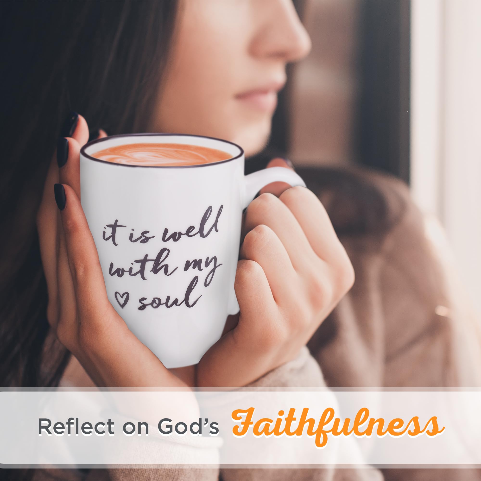 Christian Art Gifts Microwave & Dishwasher Safe Encouraging Ceramic Coffee & Tea Mug for Women & Men: It is Well With My Soul In